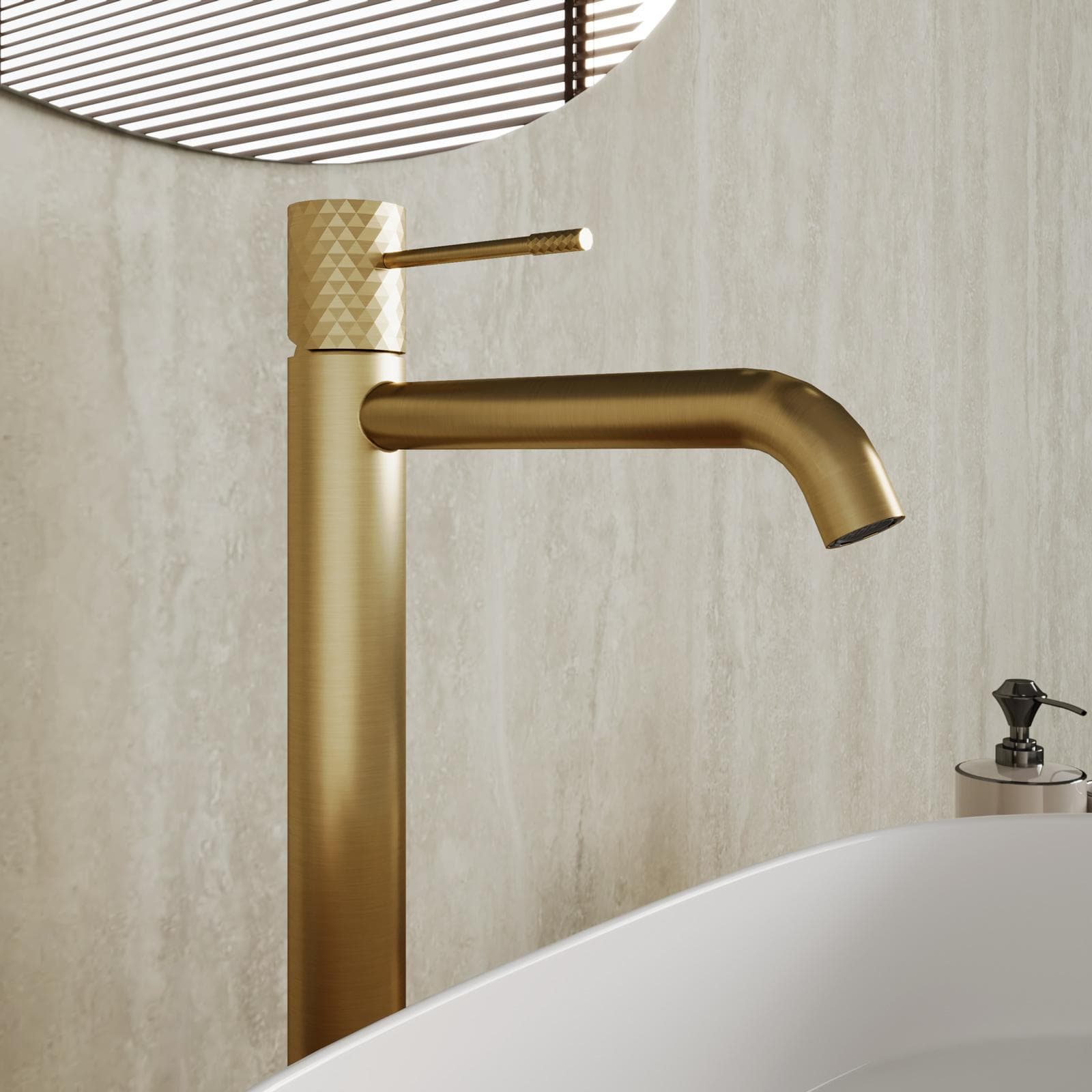 Miscelatore lavabo alto oro spazzolato anti-impronta - Fear