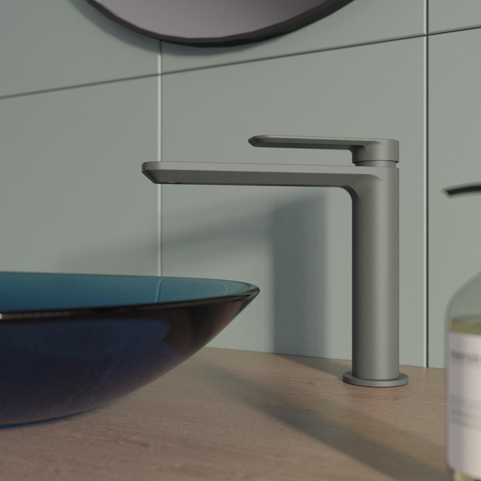 Miscelatore lavabo bocca lunga in ottone fango - Fusion