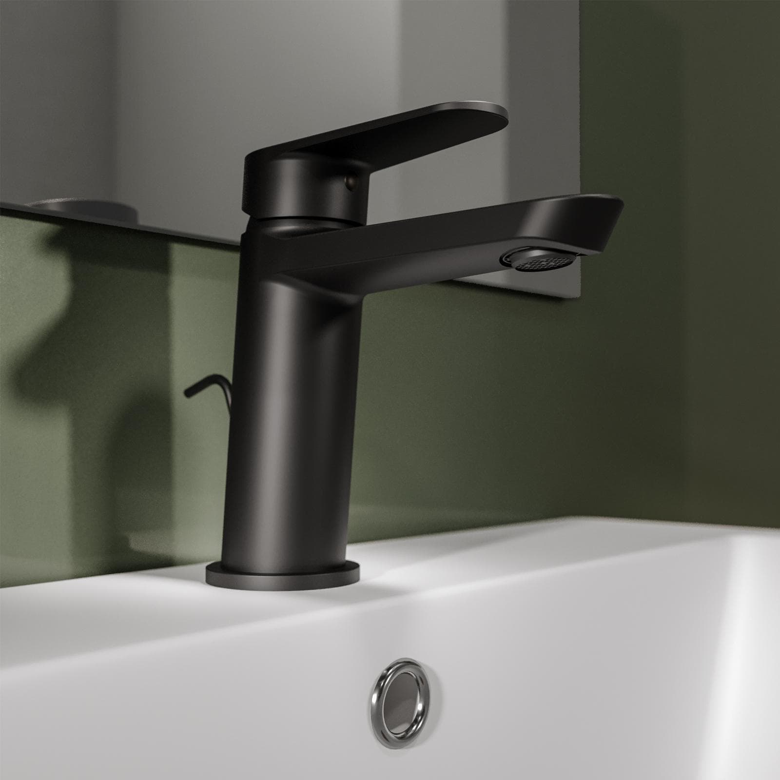 Miscelatore lavabo con scarico in ottone nero opaco – Lir