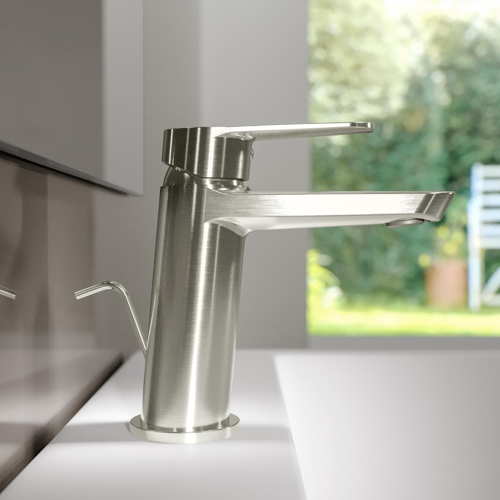 Miscelatore lavabo con scarico in ottone spazzolato – Lir