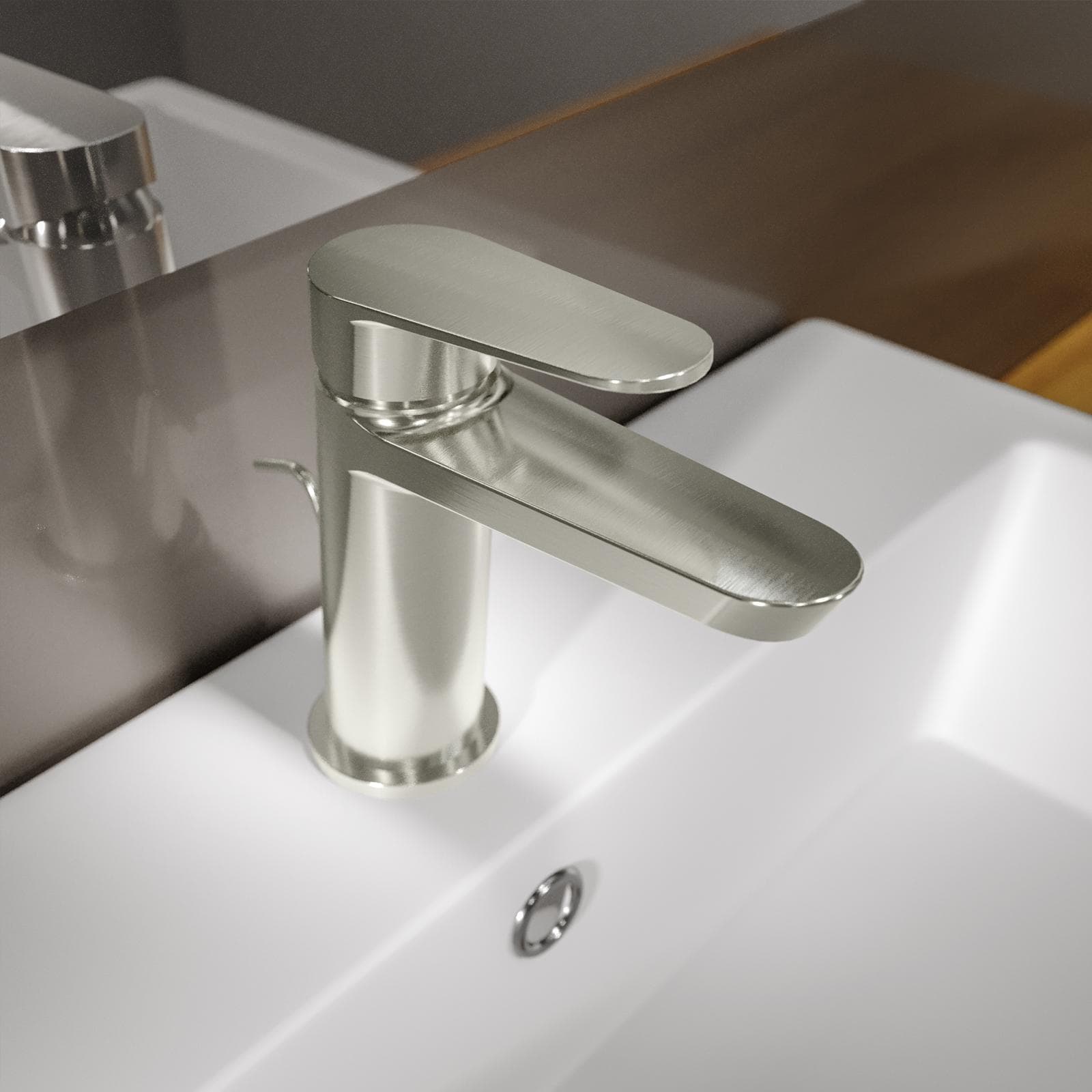 Miscelatore lavabo con scarico in ottone spazzolato – Lir