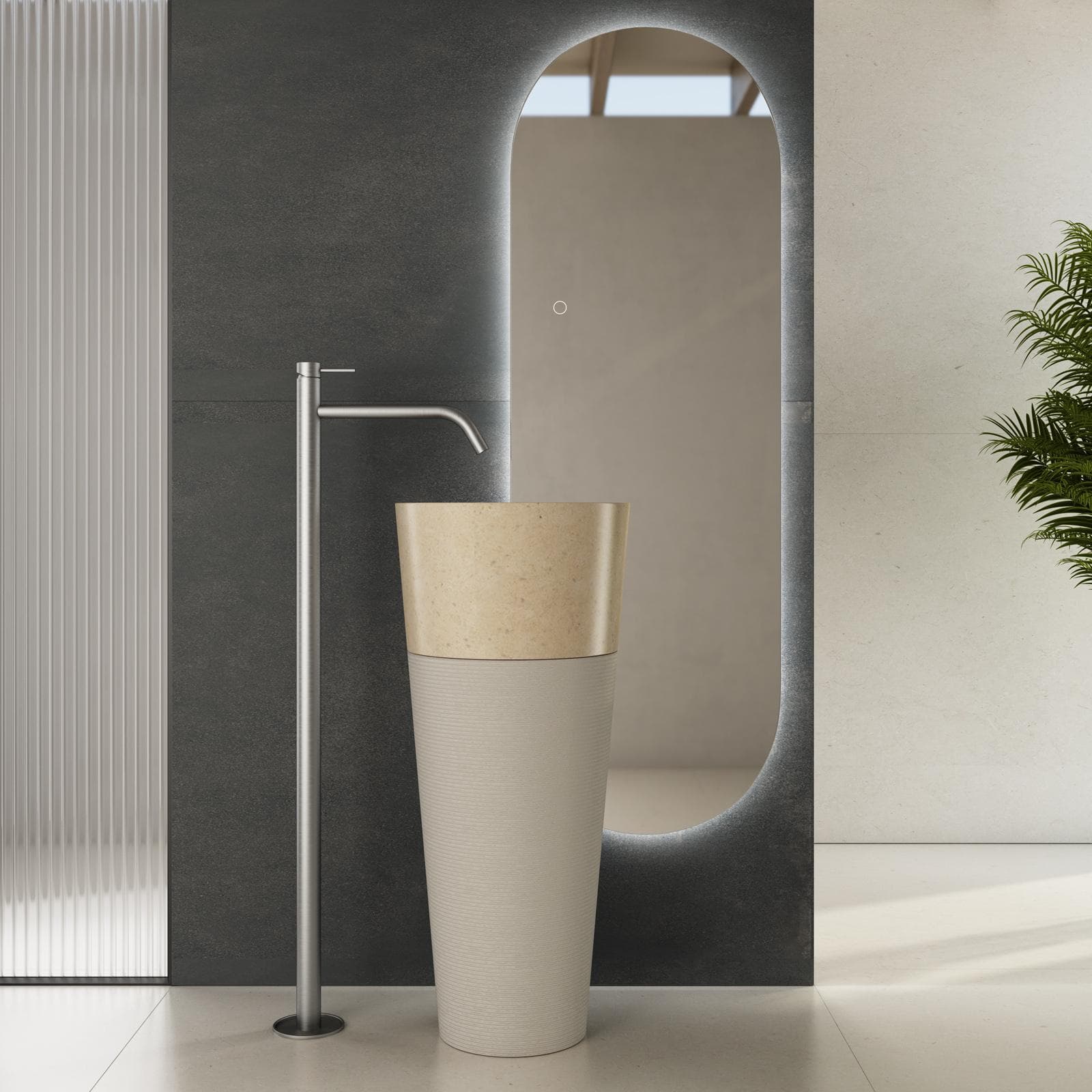 Miscelatore lavabo freestanding in acciaio inox 316 satinato – Pure