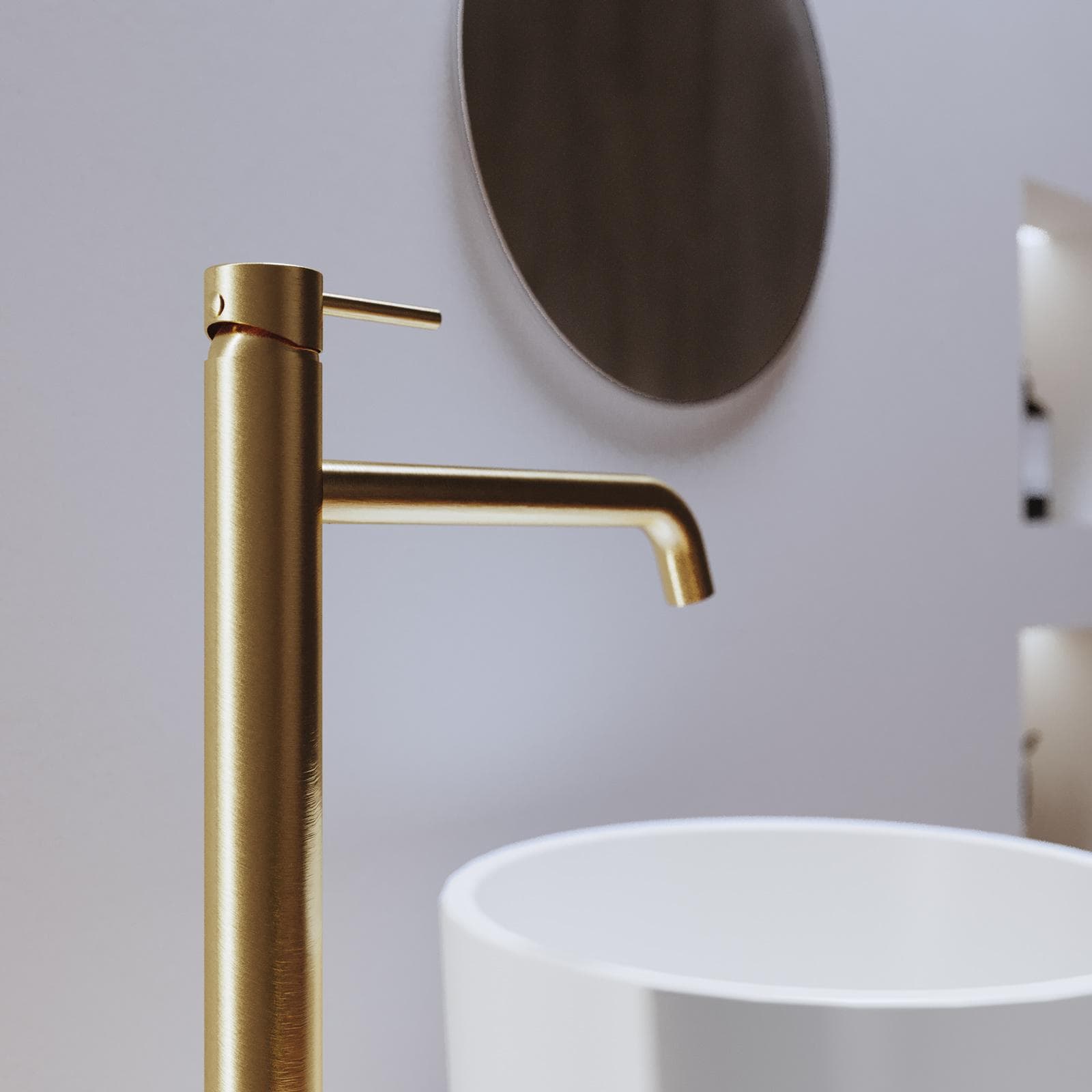Miscelatore lavabo freestanding oro spazzolato anti-impronta - Ran