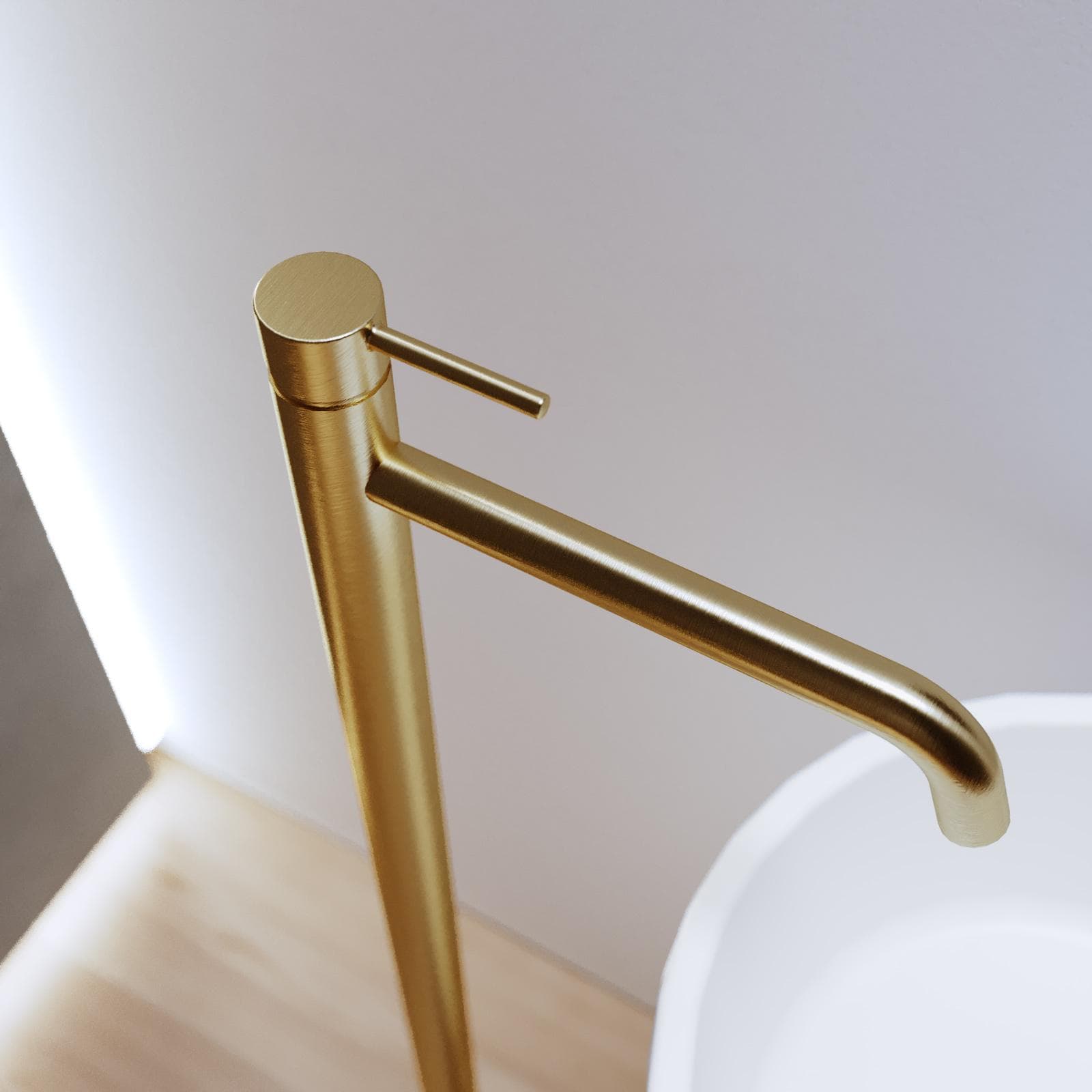 Miscelatore lavabo freestanding oro spazzolato anti-impronta - Ran