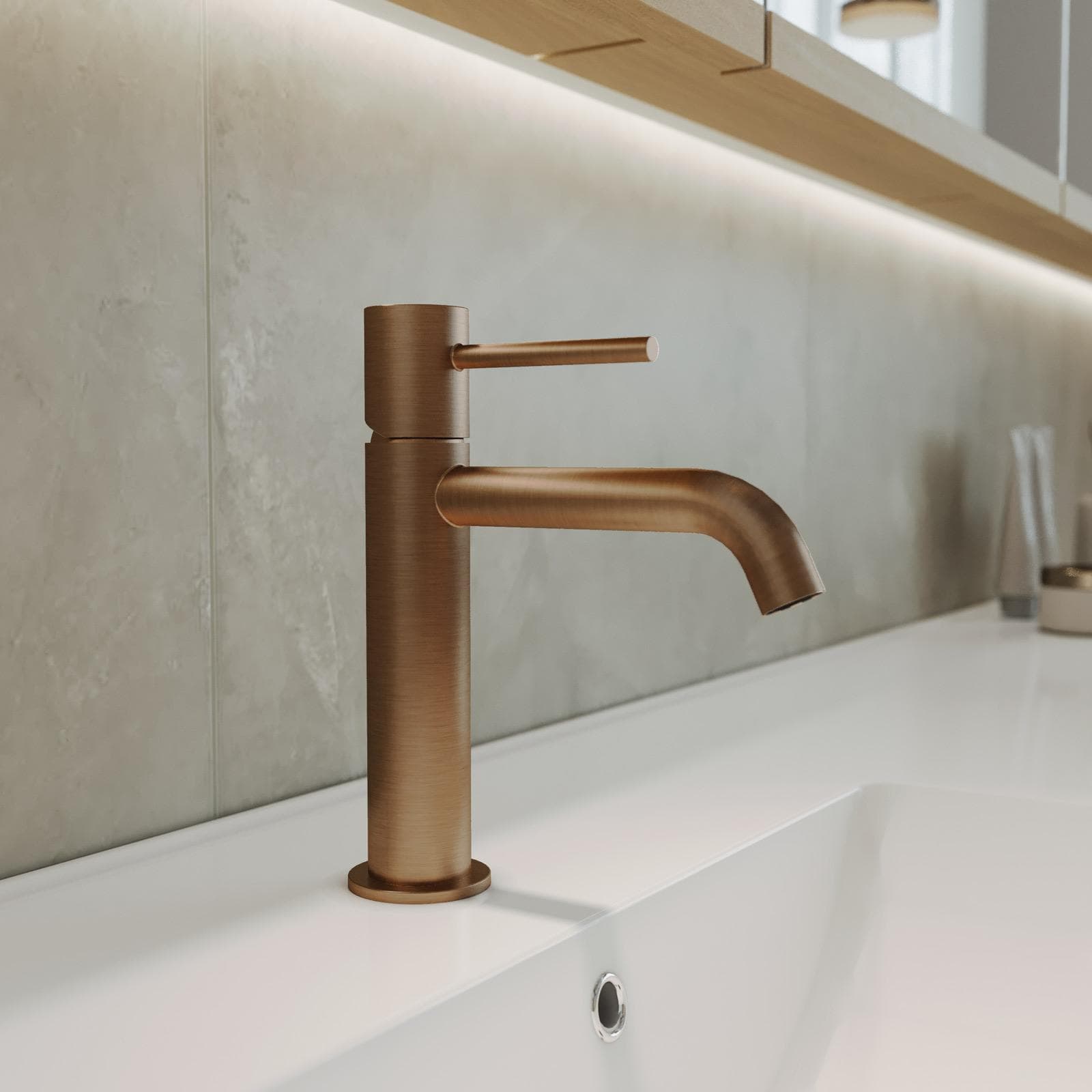 Miscelatore lavabo in ottone bronzo spazzolato anti-impronta - Oasis