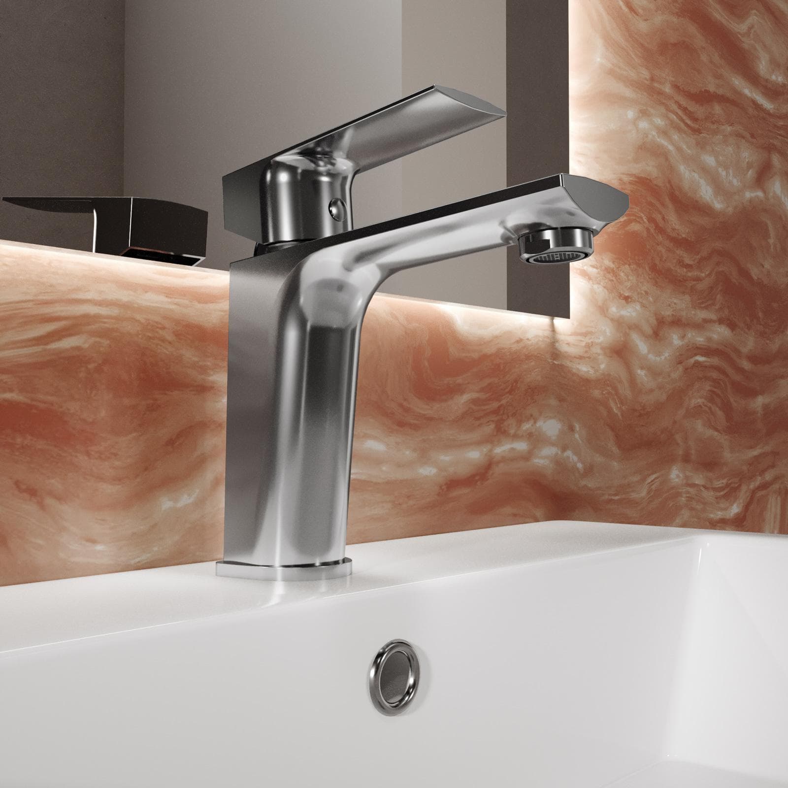 Miscelatore lavabo in ottone cromo - Nikos