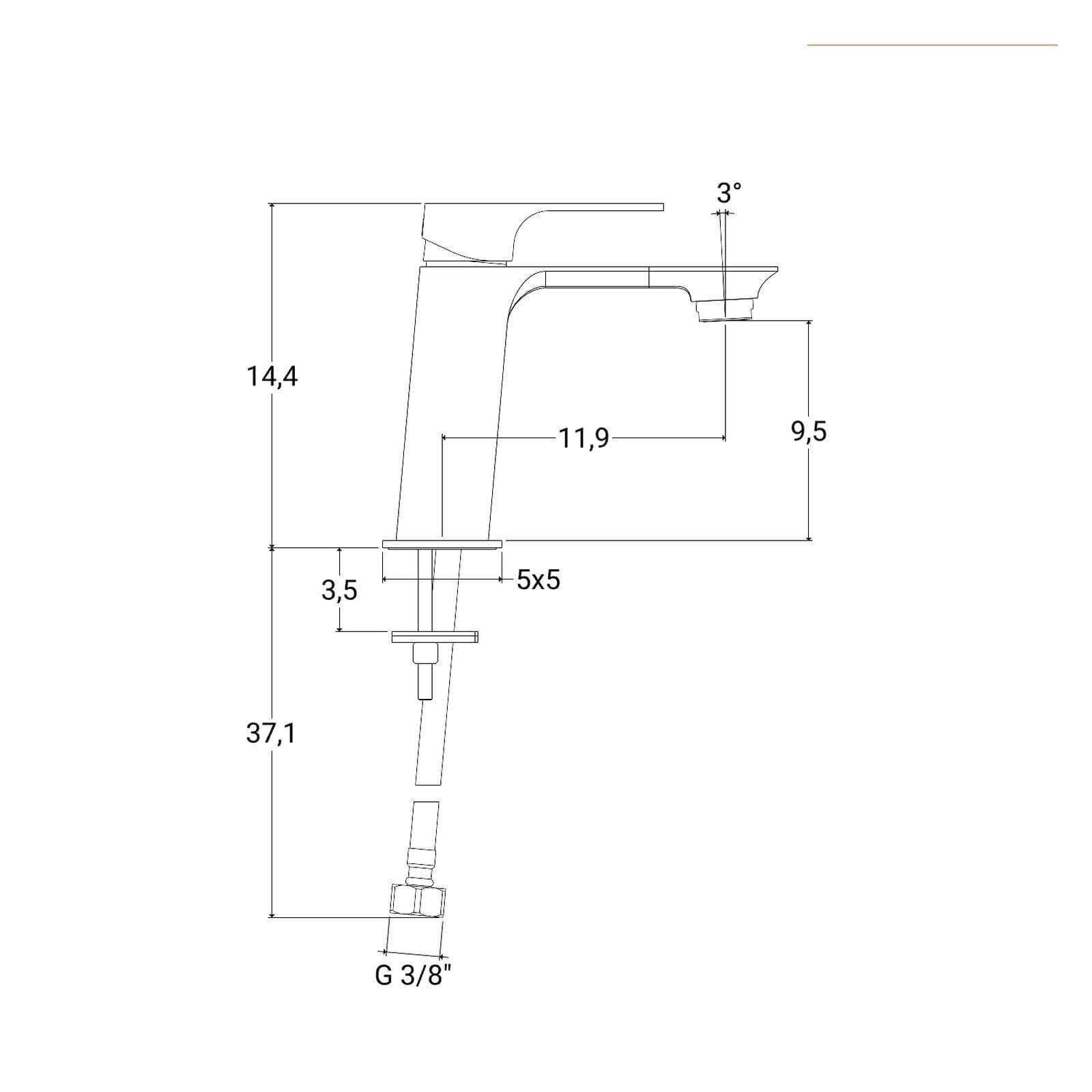 Miscelatore lavabo in ottone nero opaco Slim di Jacuzzi - Rubinetteria