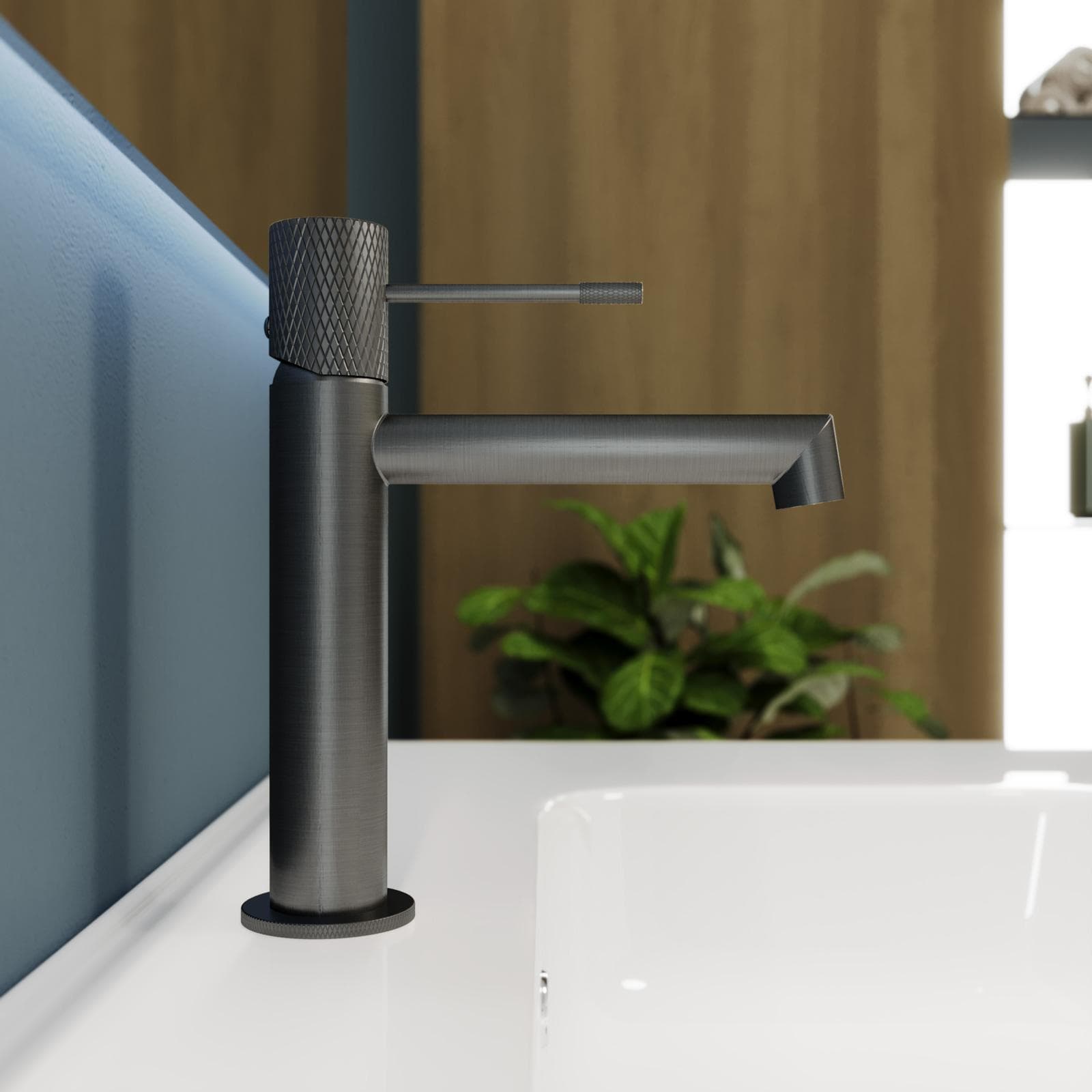 Miscelatore lavabo in ottone nero spazzolato anti-impronta - Crystal