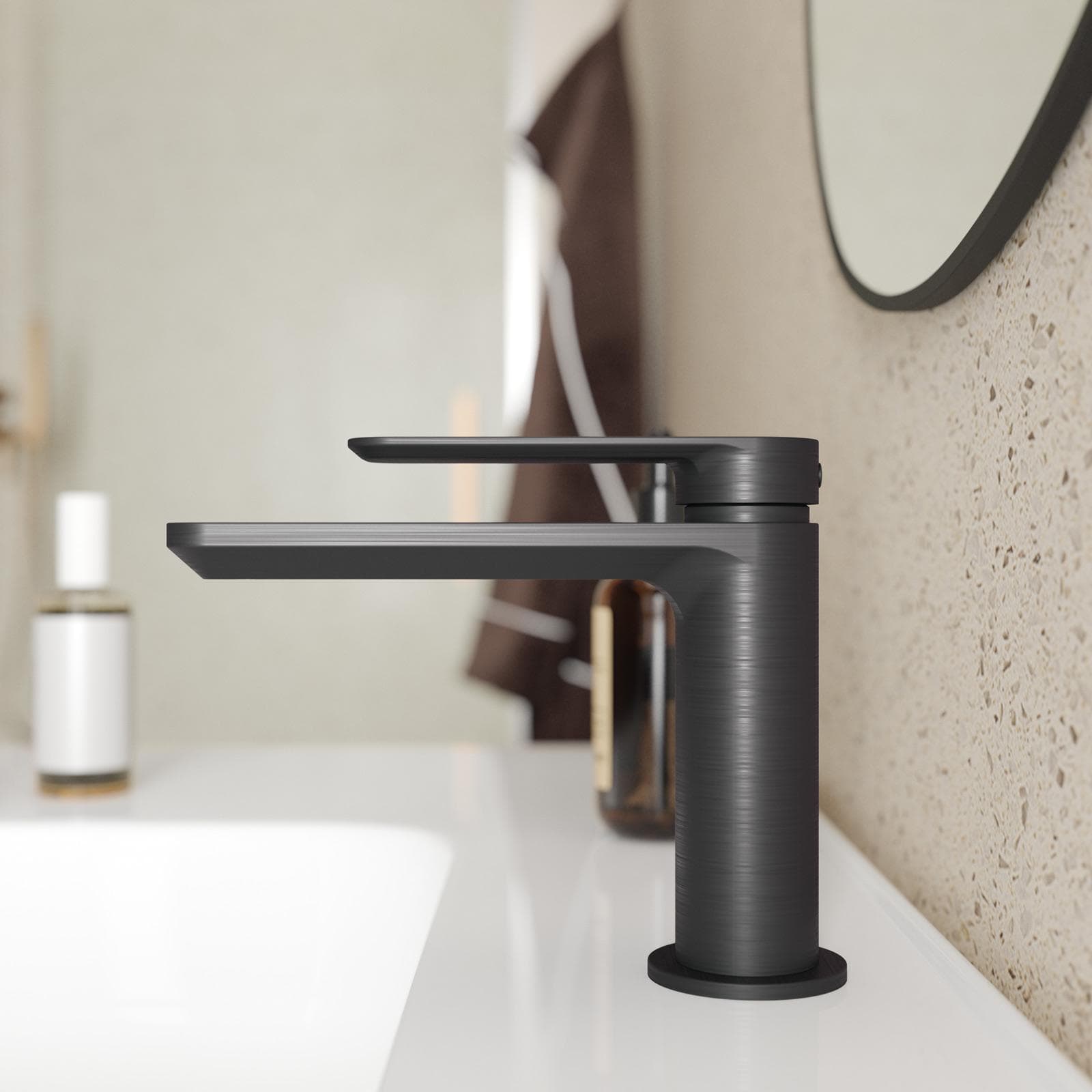 Miscelatore lavabo in ottone nero spazzolato anti-impronta - Fusion