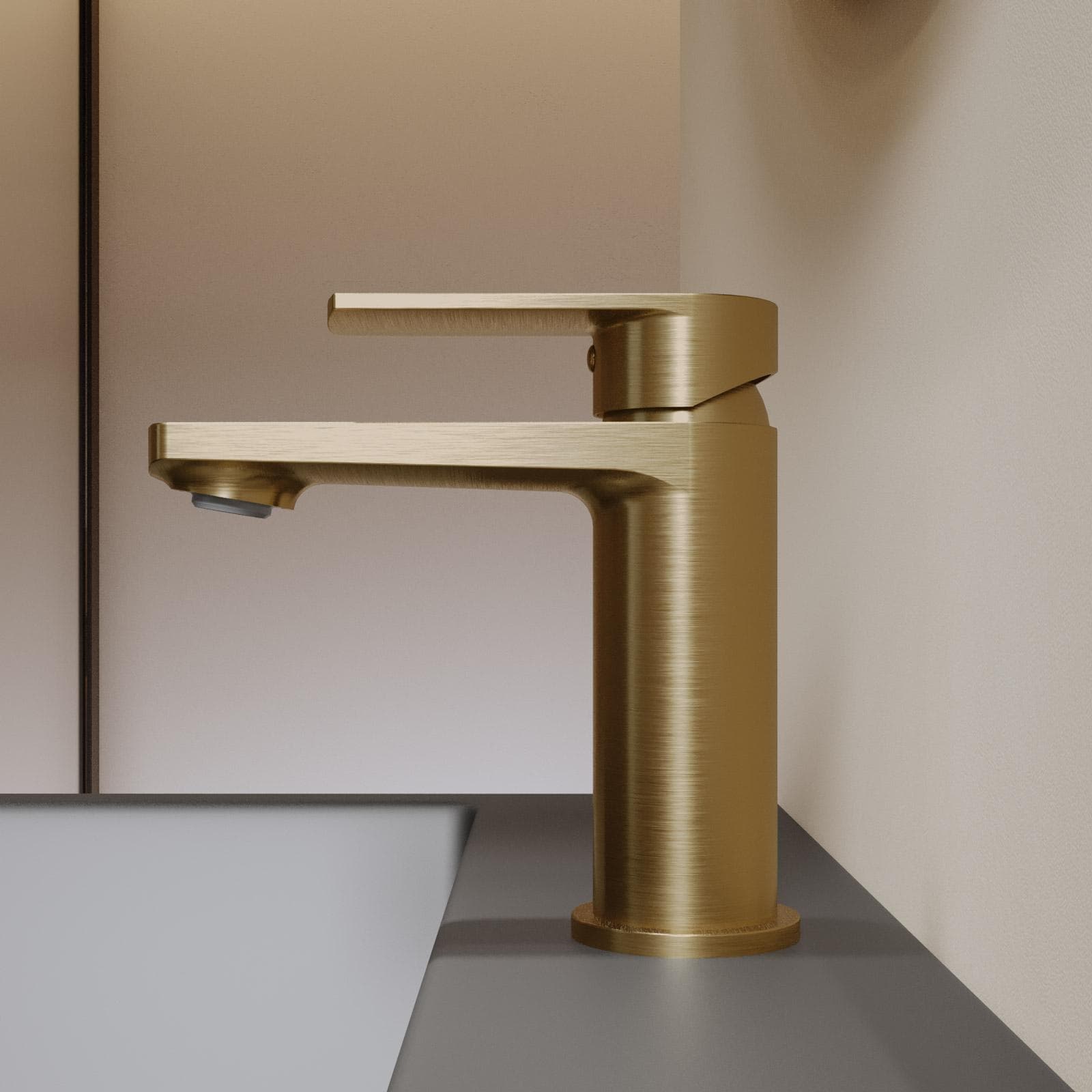 Miscelatore lavabo in ottone oro spazzolato anti-impronta - Fluid