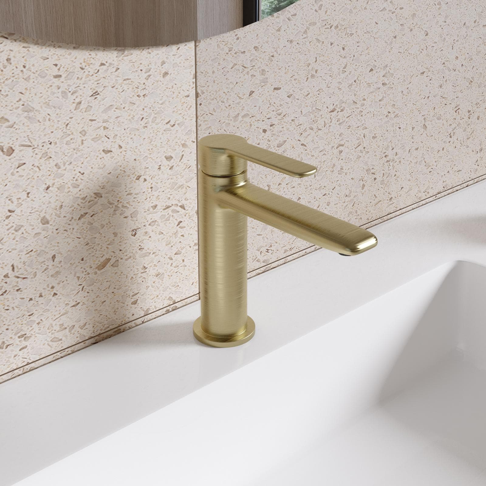 Miscelatore lavabo in ottone oro spazzolato - Tila