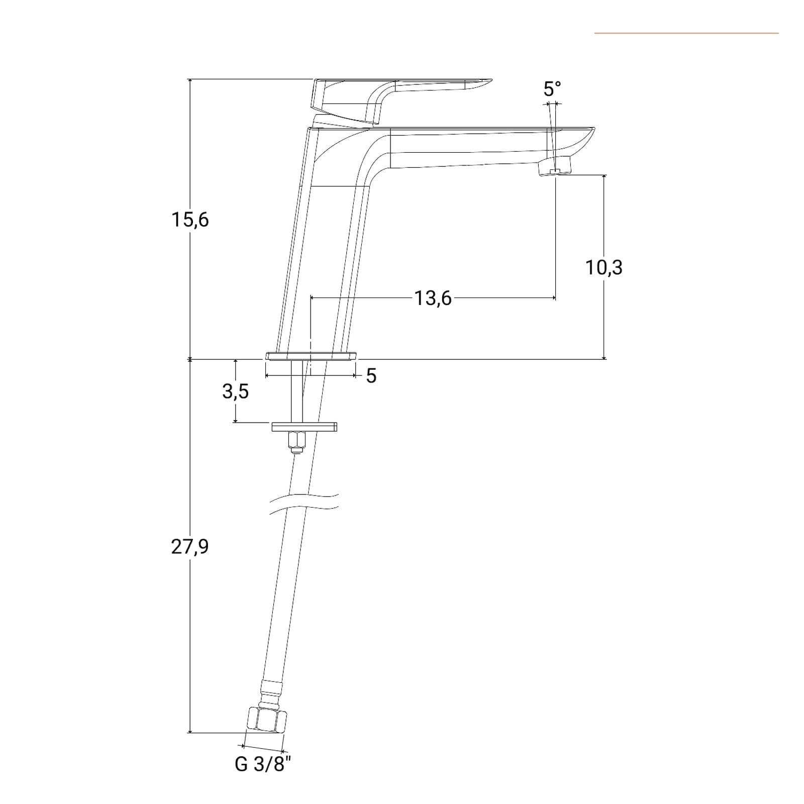 Miscelatore lavabo medio in ottone nero opaco X9 di Jacuzzi - Rubinetteria