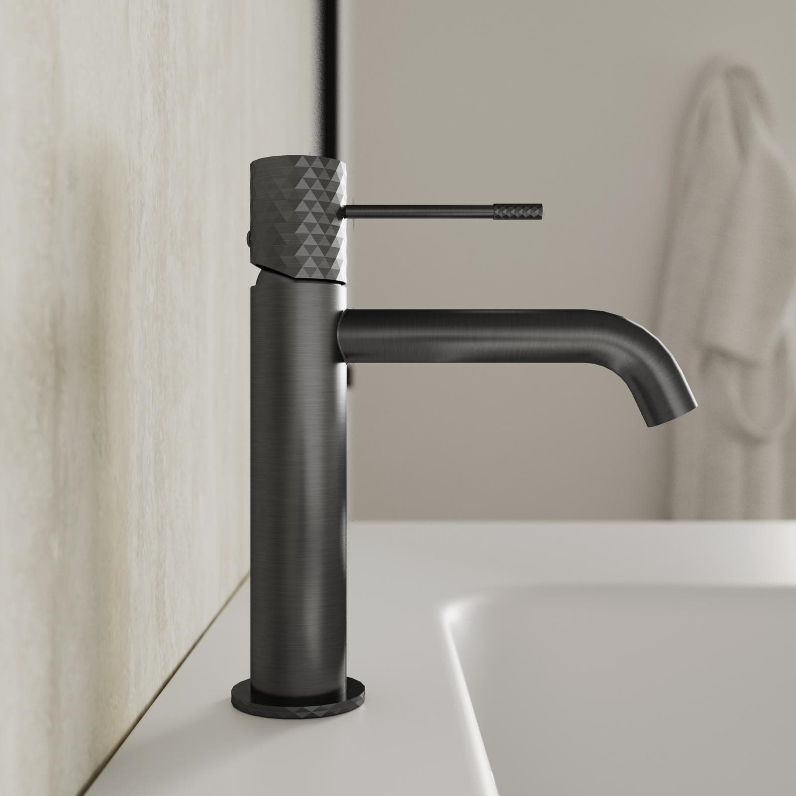 Miscelatore lavabo nero spazzolato anti-impronta - Fear