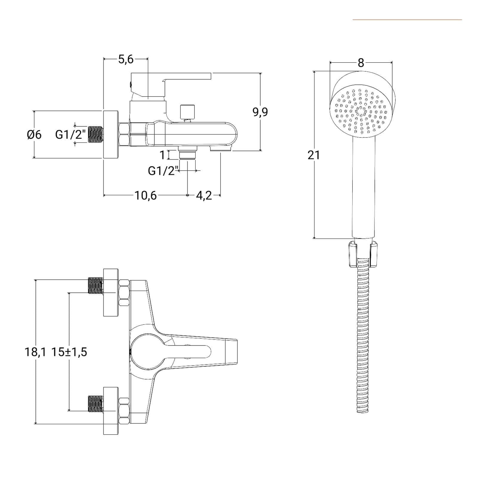 Miscelatore nero opaco per vasca con accessori arredo bagno Jacuzzi - Rubinetteria Flag