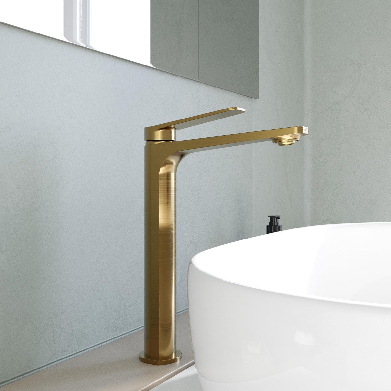 Miscelatore per lavabo alto in ottone oro spazzolato anti-impronta - Nocta