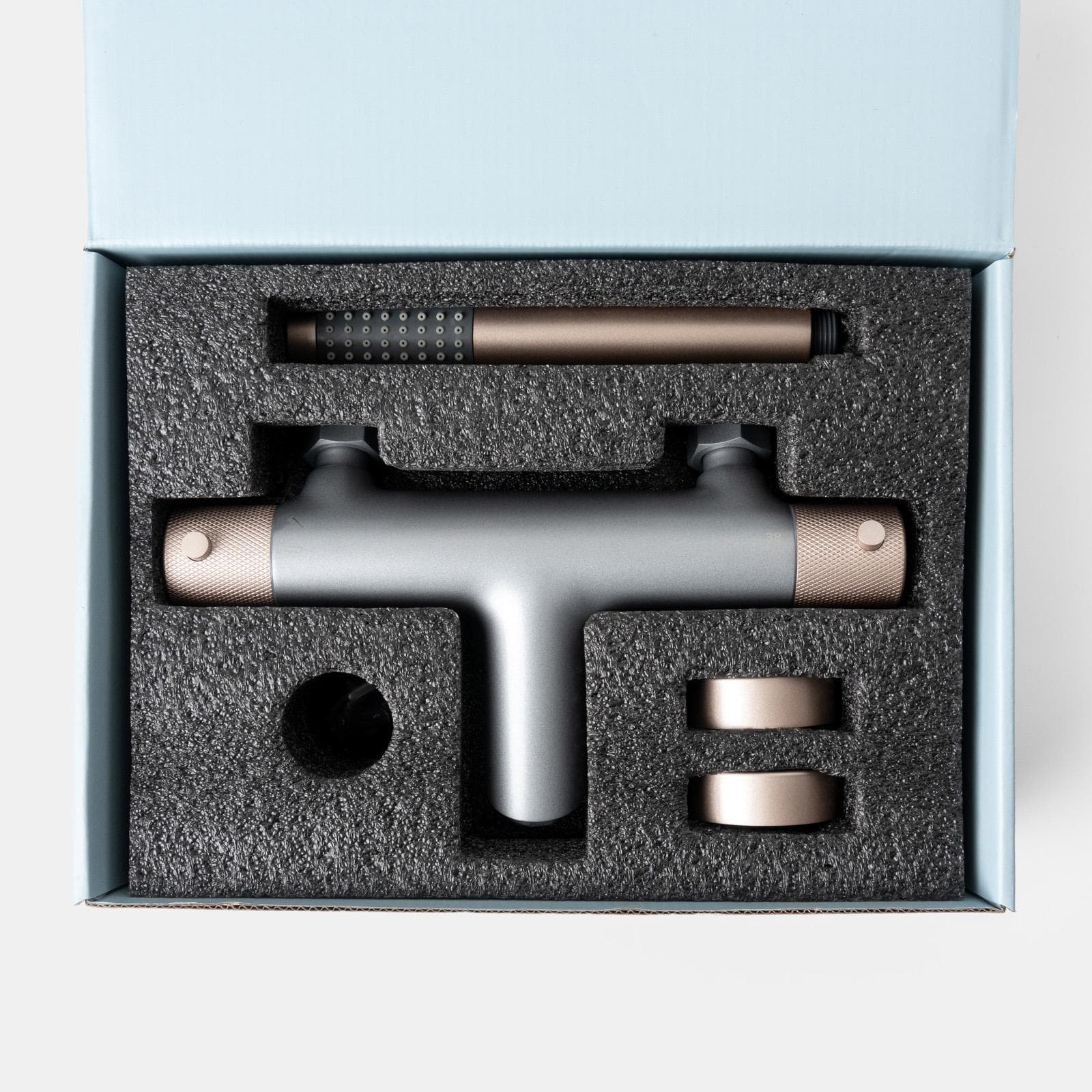Miscelatore termostatico esterno vasca grigio opaco e champagne - Crystal