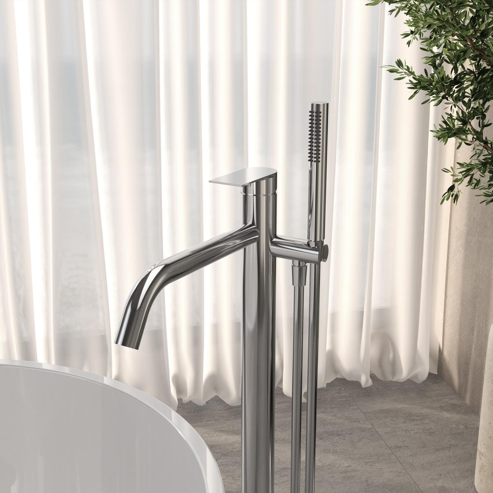 Miscelatore vasca da bagno centro stanza cromo – Fusion