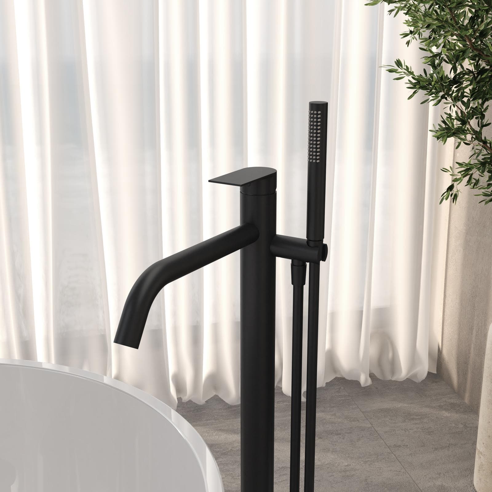 Miscelatore vasca da bagno centro stanza nero opaco – Fusion