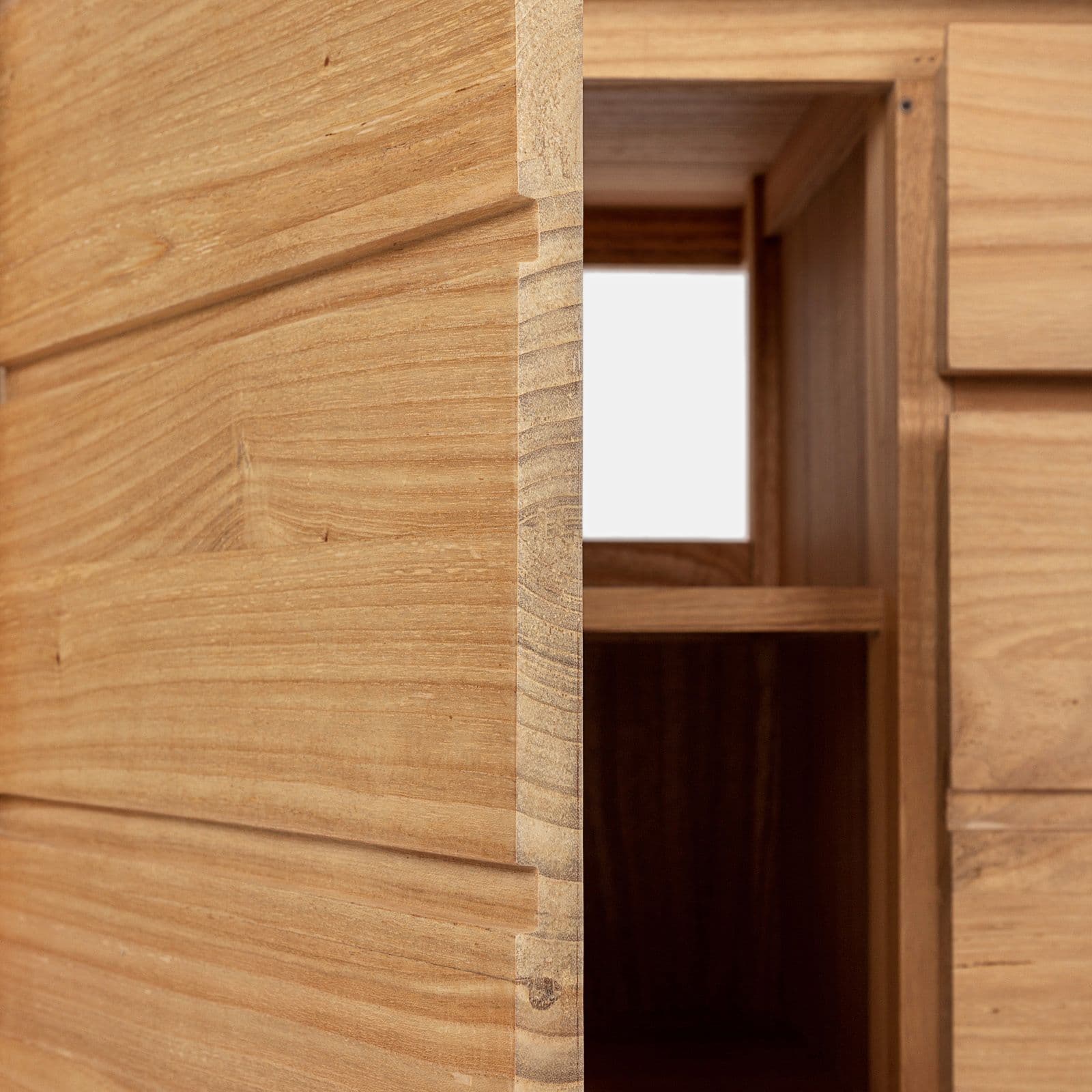 Mobile a terra 120 cm con 2 ante e cassetti in legno di mindi - Juana