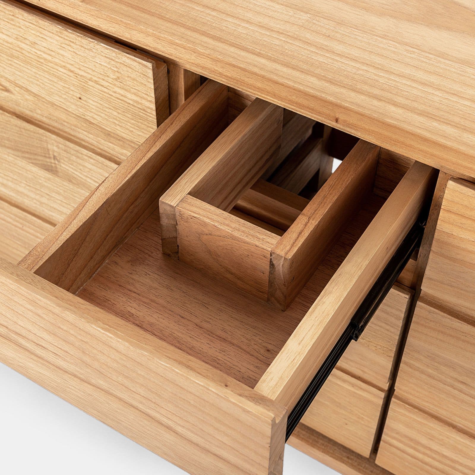 Mobile a terra 120 cm con 2 ante e cassetti in legno di mindi - Juana