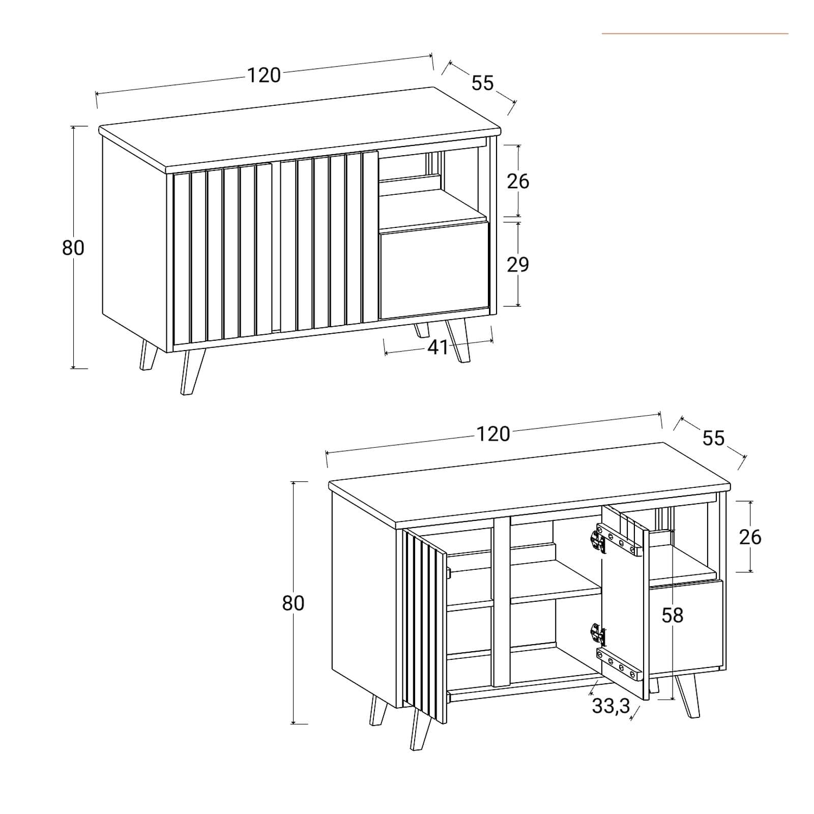 Mobile bagno 120 cm con ante e cassetto in legno di mindi - Vivido
