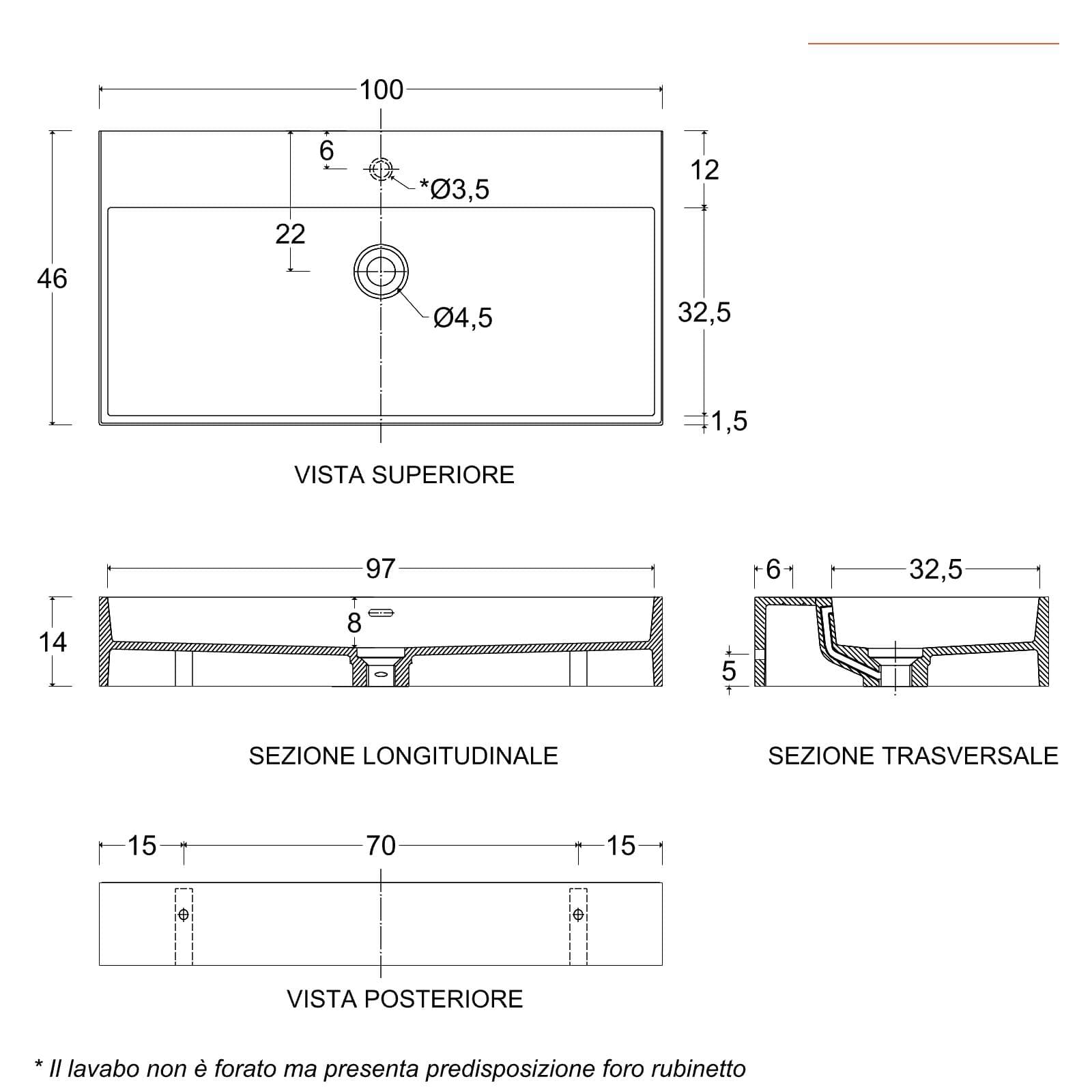 Mobile bagno a terra 100 cm nero spazzolato e rovere con top lavabo e specchio - Axis