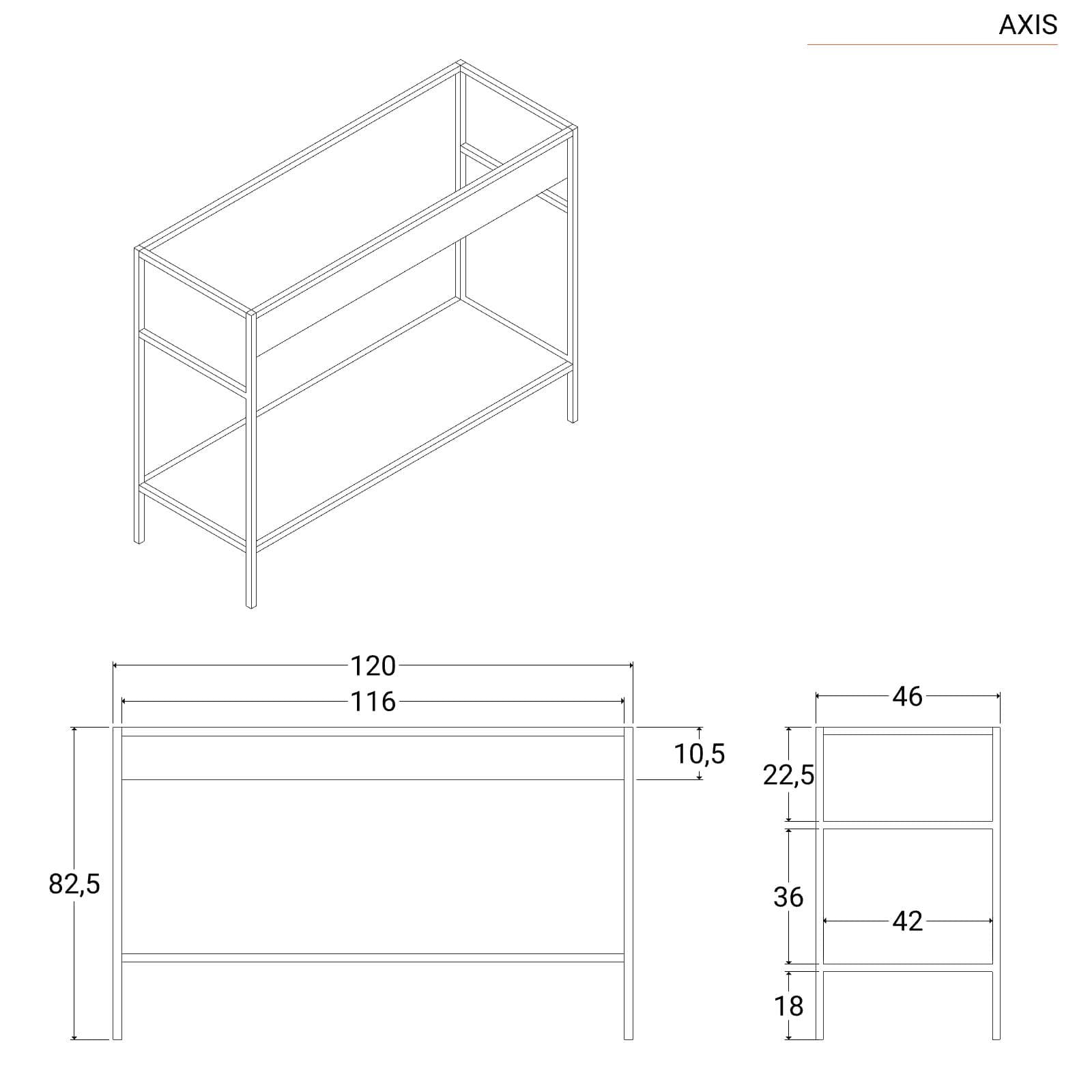 Mobile bagno a terra 120 cm nero opaco con lavabo integrato e specchio - Axis