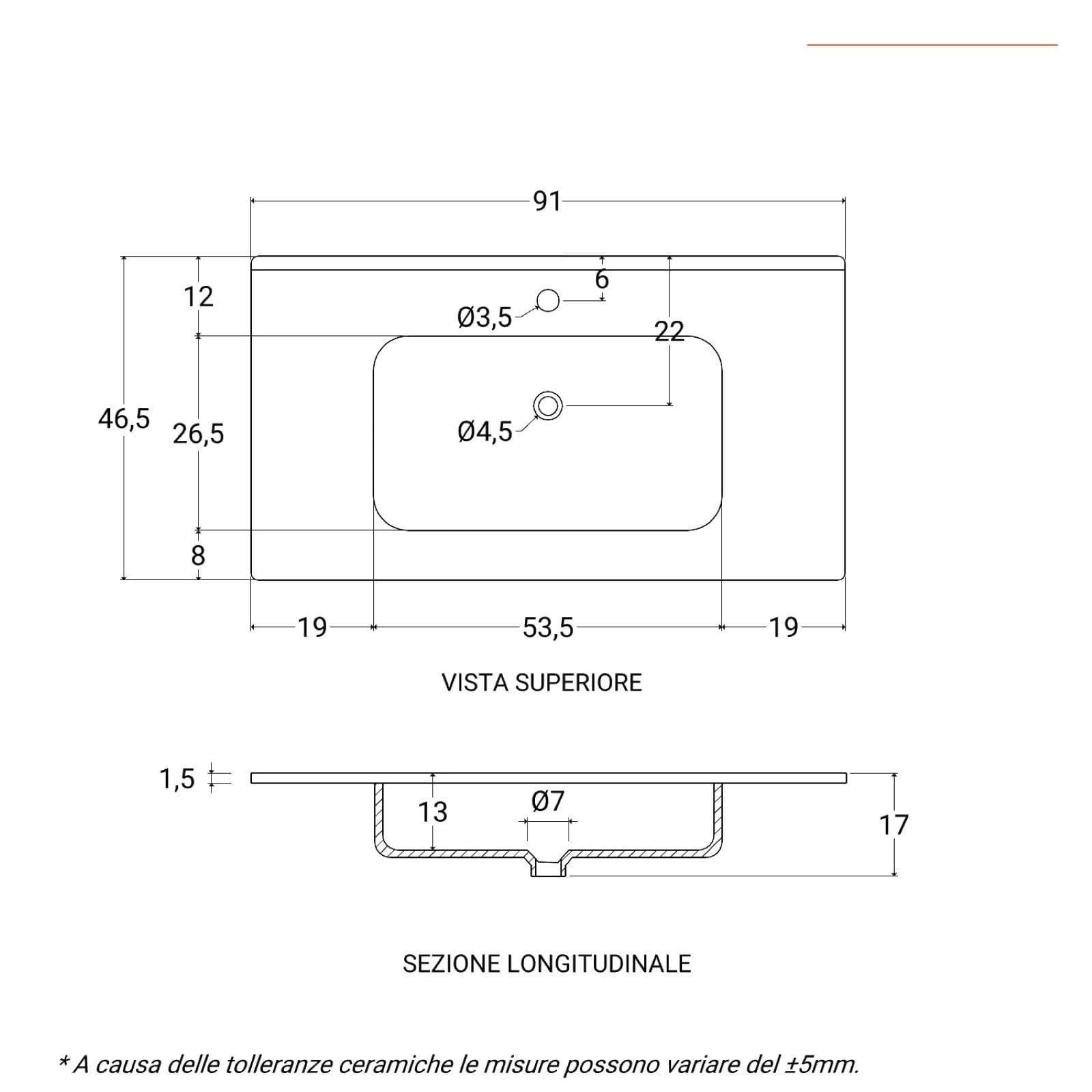 Mobile bagno a terra 90 cm nero e rovere con lavabo integrato e specchio - Axis