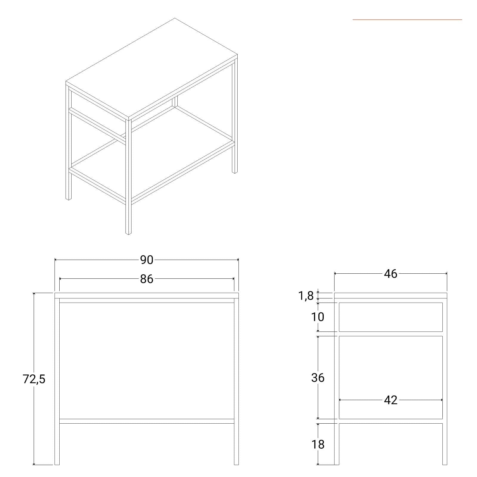 Mobile bagno a terra 90 cm portalavabo nero e rovere con specchio - Axis
