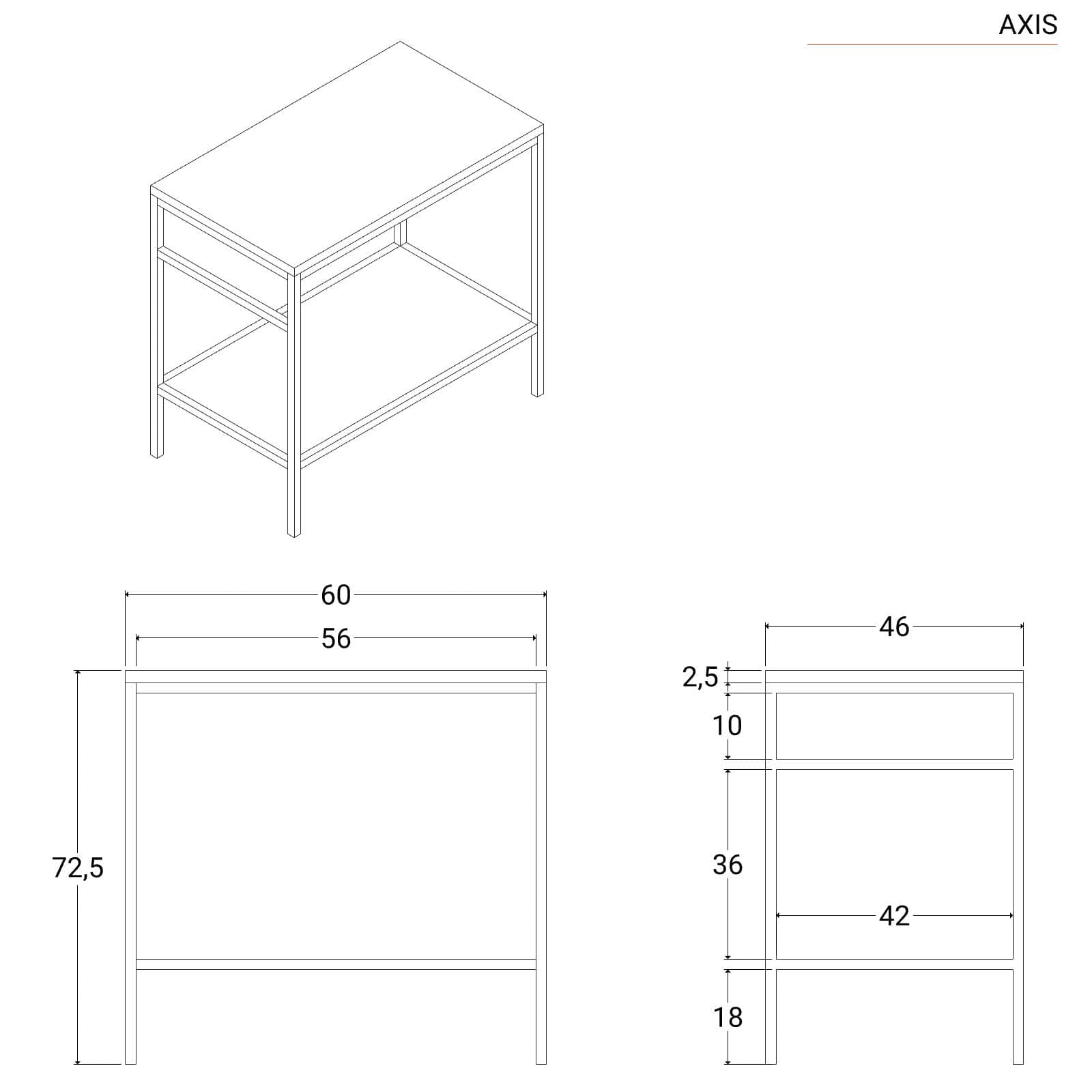 Mobile bagno a terra portalavabo 60 cm nero opaco con specchio - Axis