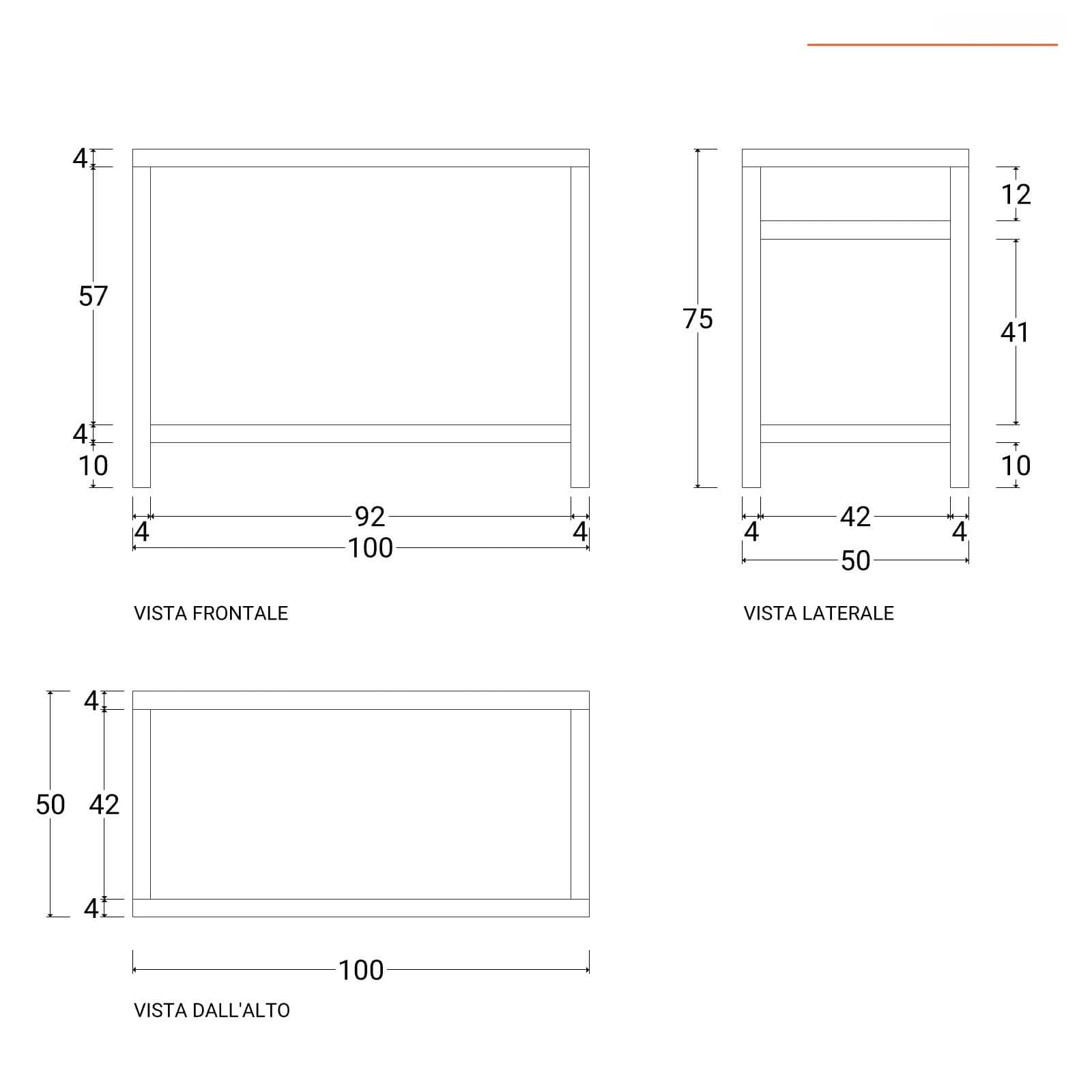 Mobile bagno a terra sottolavabo 100 cm in legno di acacia - Palmas