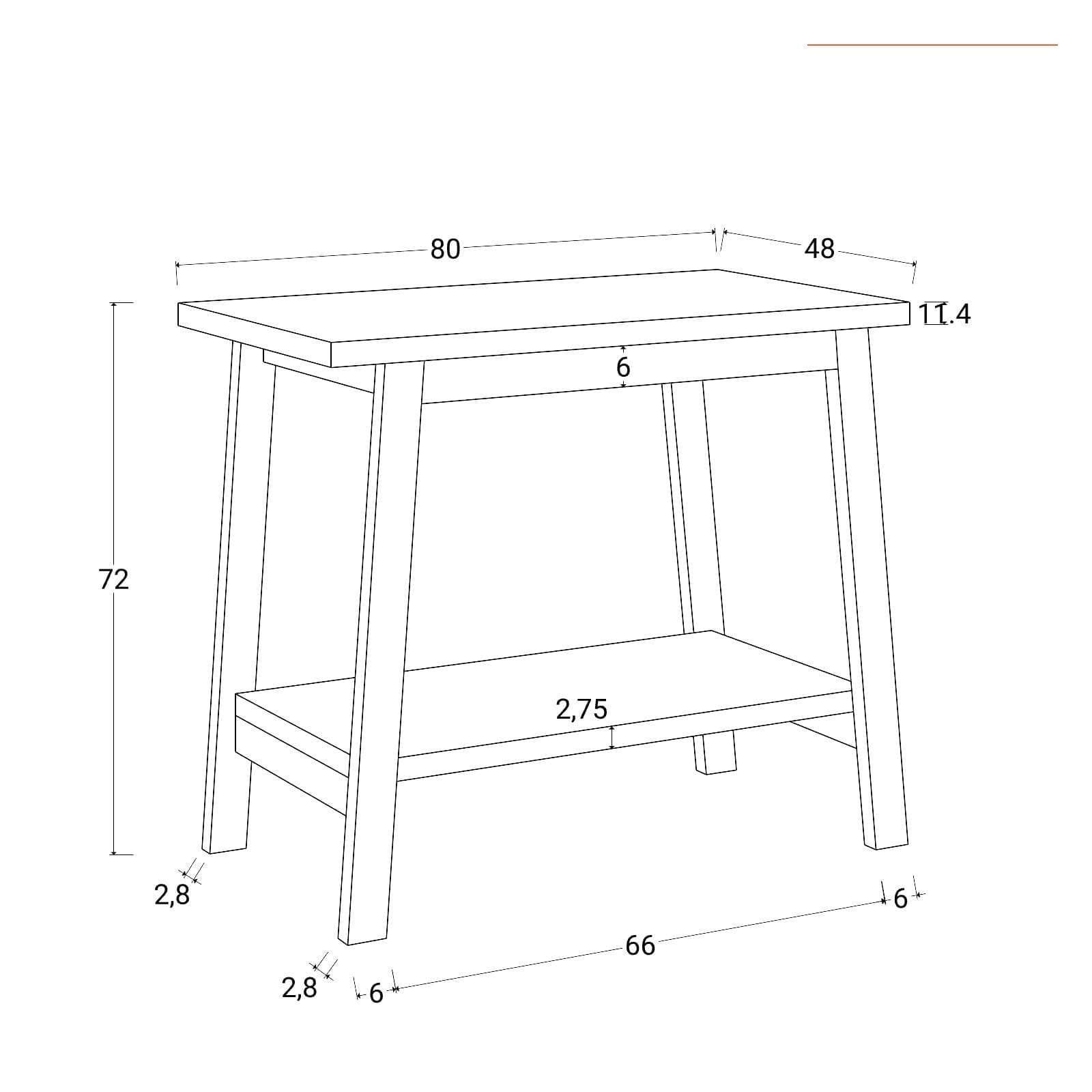 Mobile bagno a terra sottolavabo 80 cm in legno di acacia - Nara