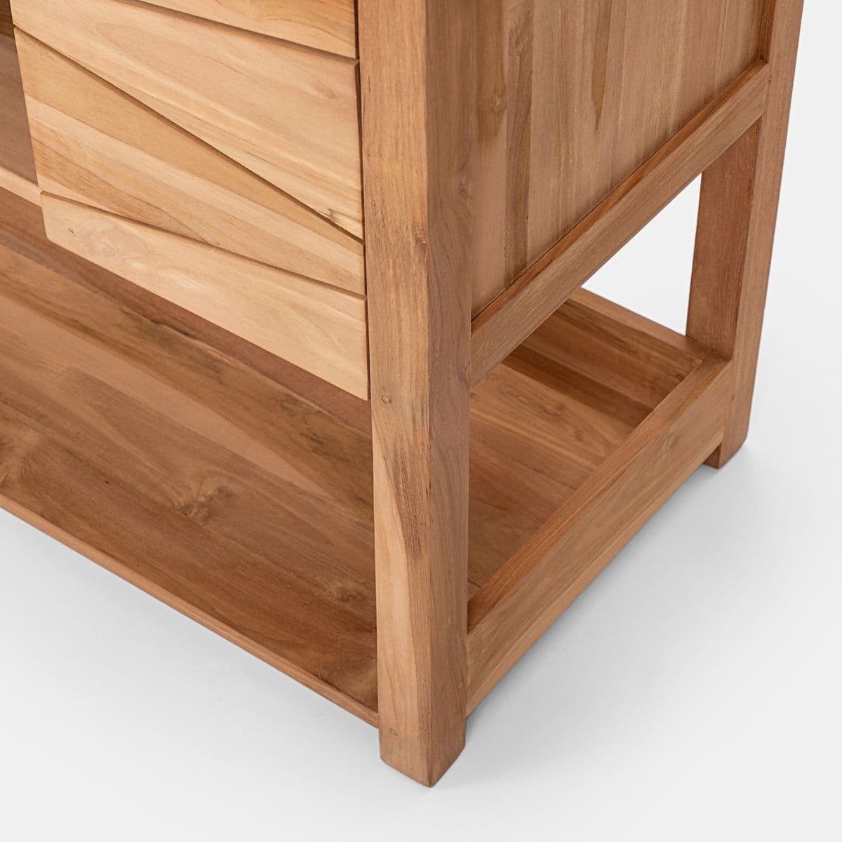 Mobile bagno portalavabo 100 cm con 2 ante in teak naturale - Beyan
