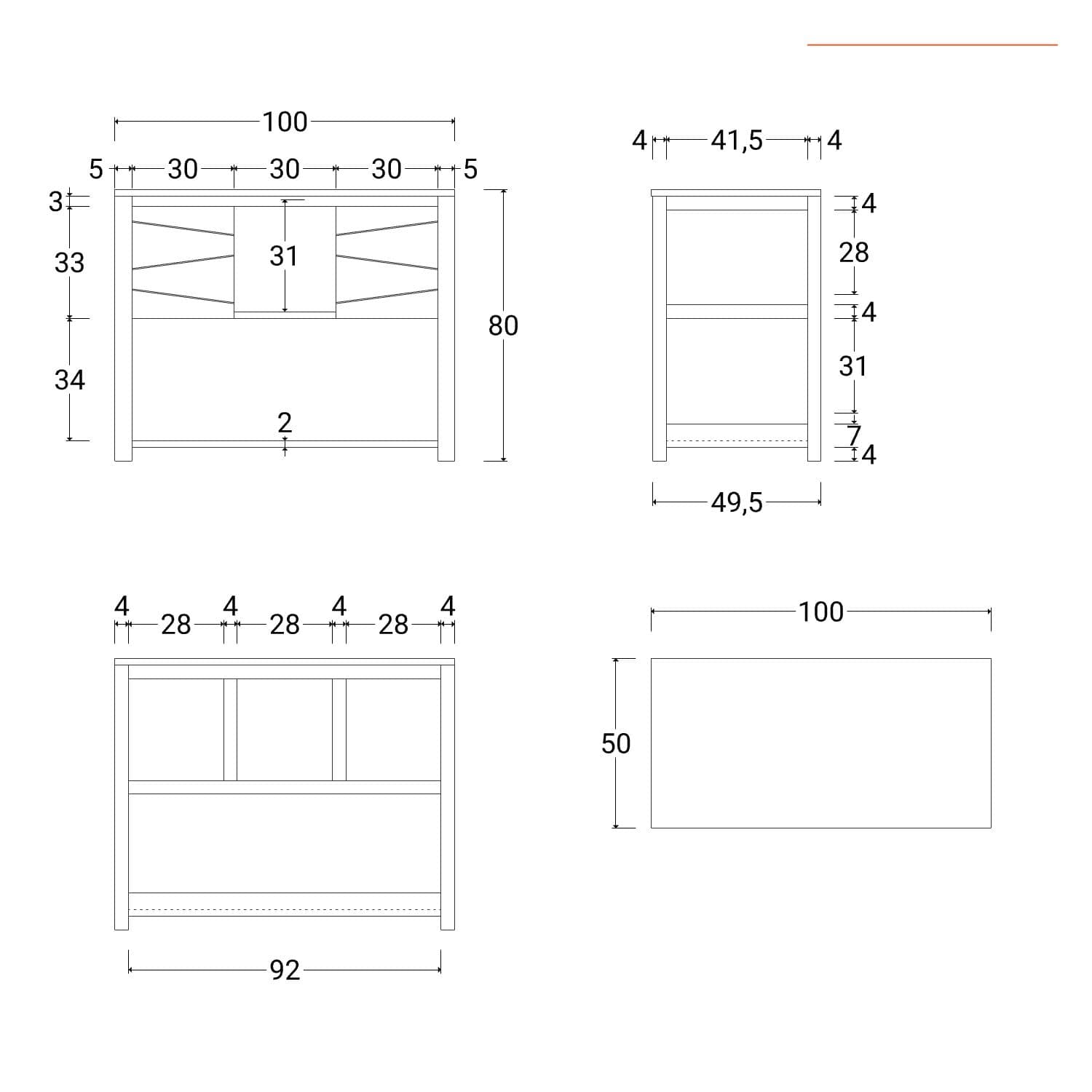 Mobile bagno portalavabo 100 cm con 2 ante in teak naturale - Beyan
