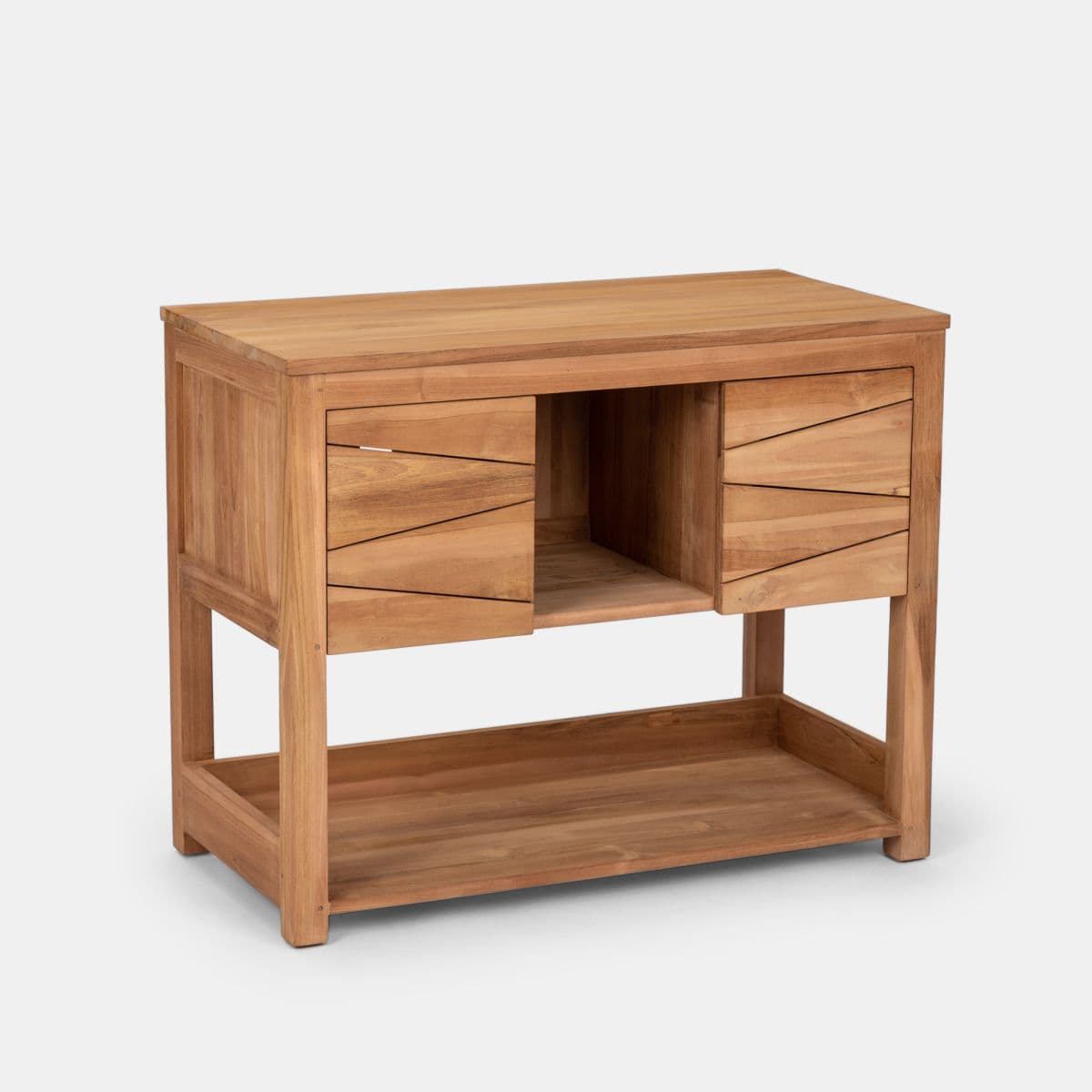 Mobile bagno portalavabo 100 cm con 2 ante in teak naturale - Beyan