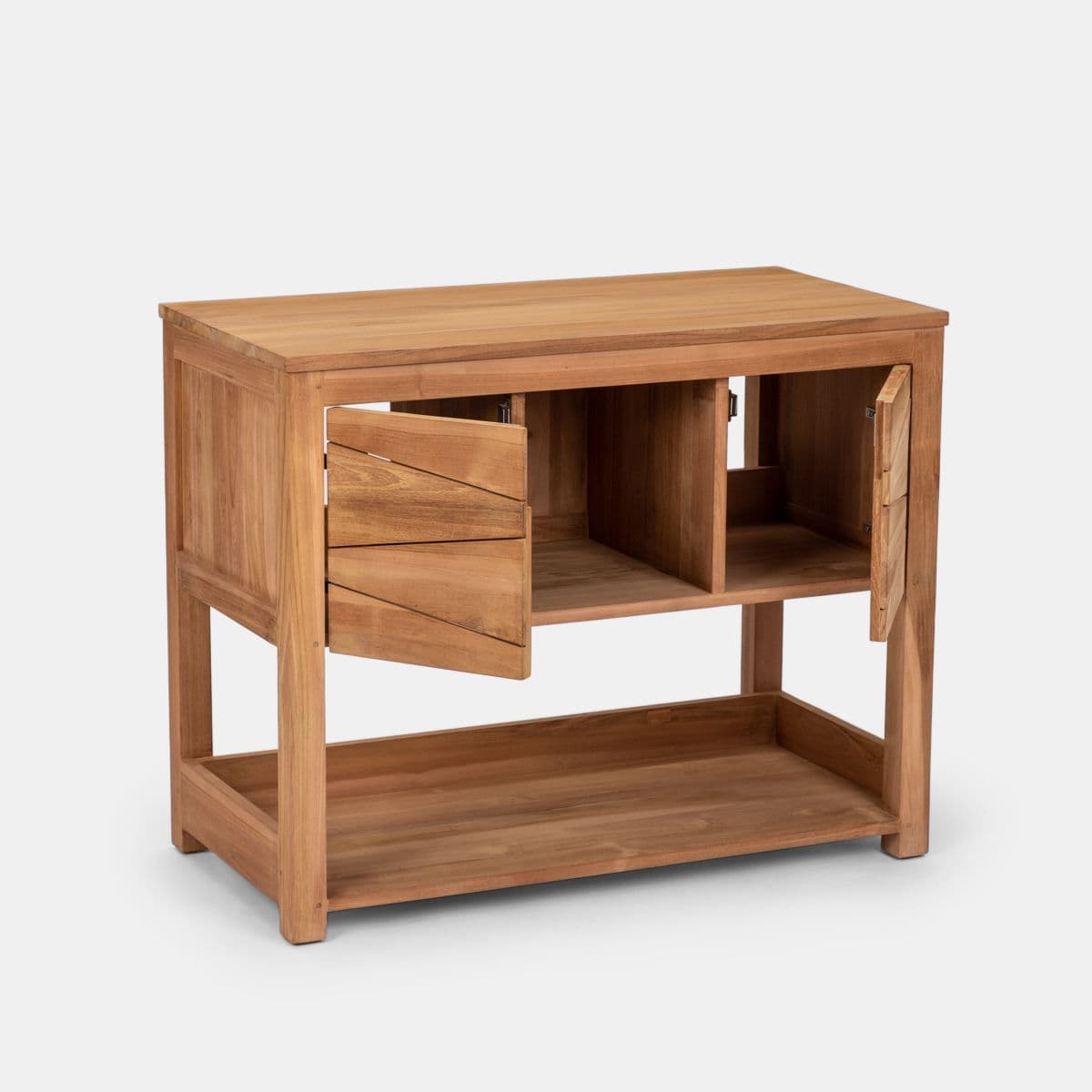 Mobile bagno portalavabo 100 cm con 2 ante in teak naturale - Beyan