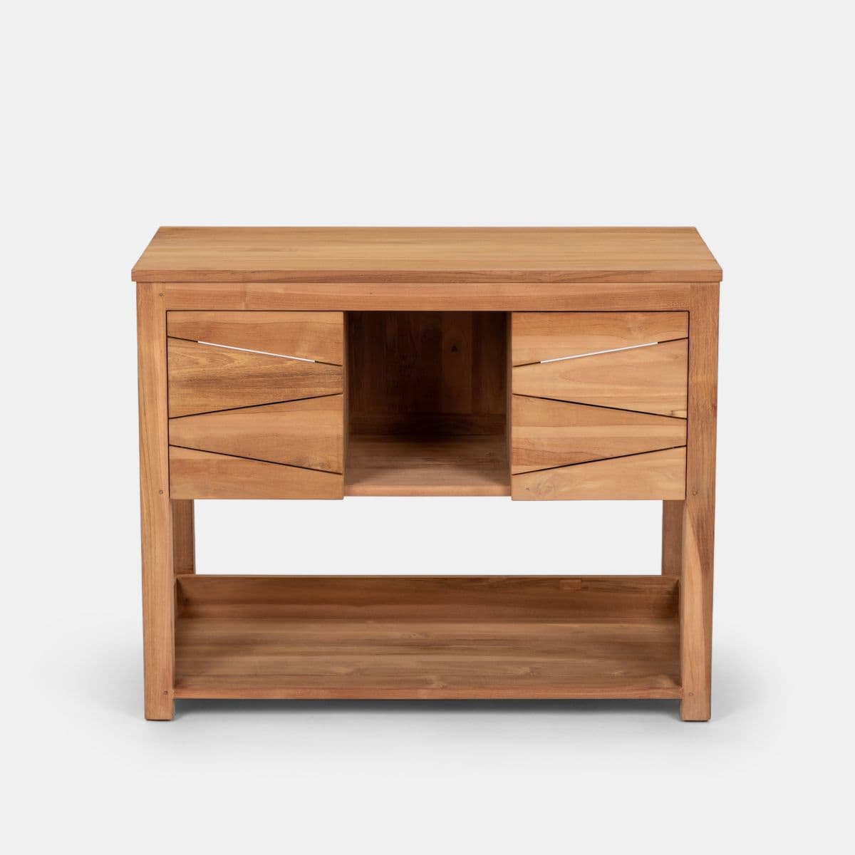 Mobile bagno portalavabo 100 cm con 2 ante in teak naturale - Beyan
