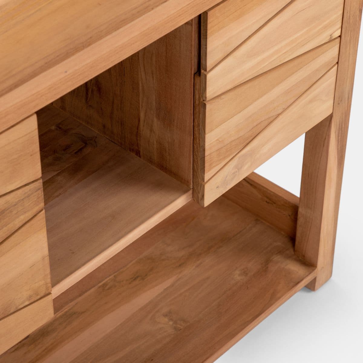Mobile bagno portalavabo 100 cm con 2 ante in teak naturale - Beyan