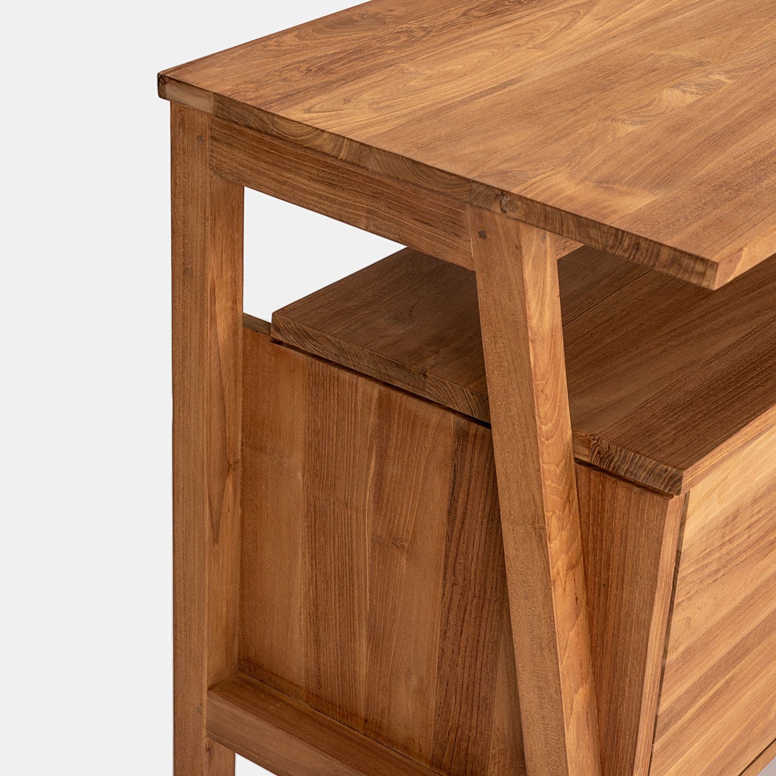 Mobile bagno portalavabo 110 cm con 2 ante in legno teak naturale - Olama