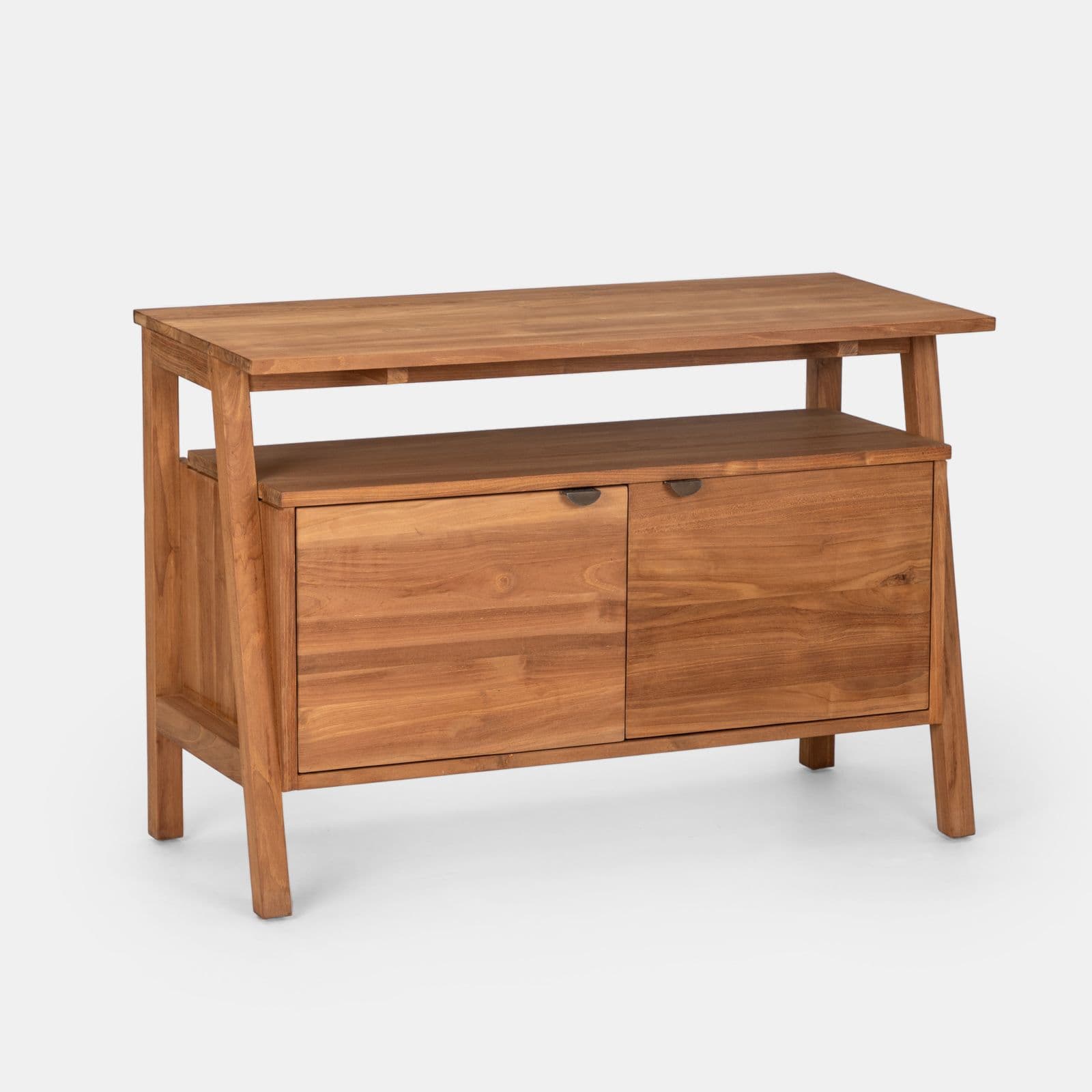 Mobile bagno portalavabo 110 cm con 2 ante in legno teak naturale - Olama