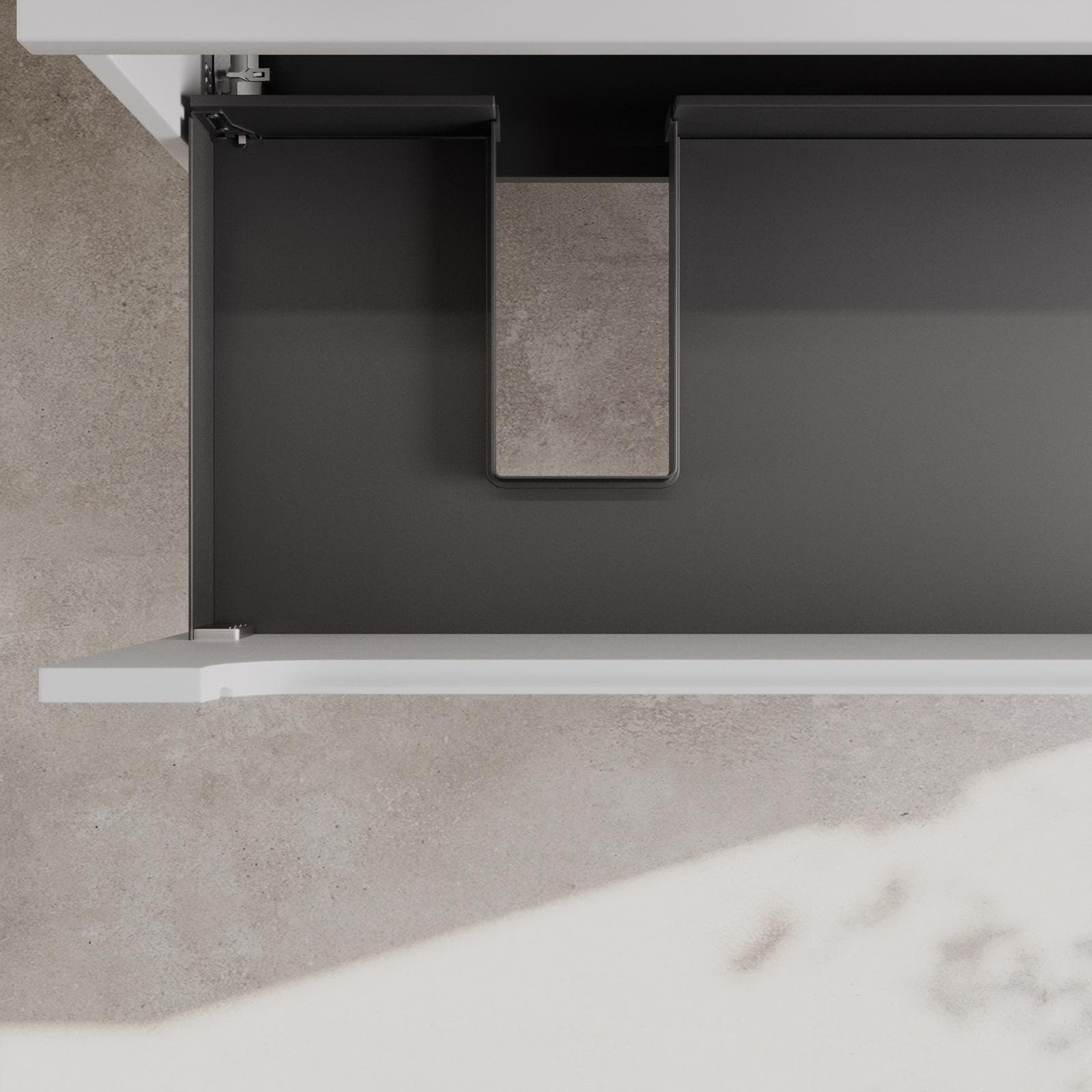 Mobile bagno portalavabo sx 120cm bianco opaco cannettato con top e specchio - Deck