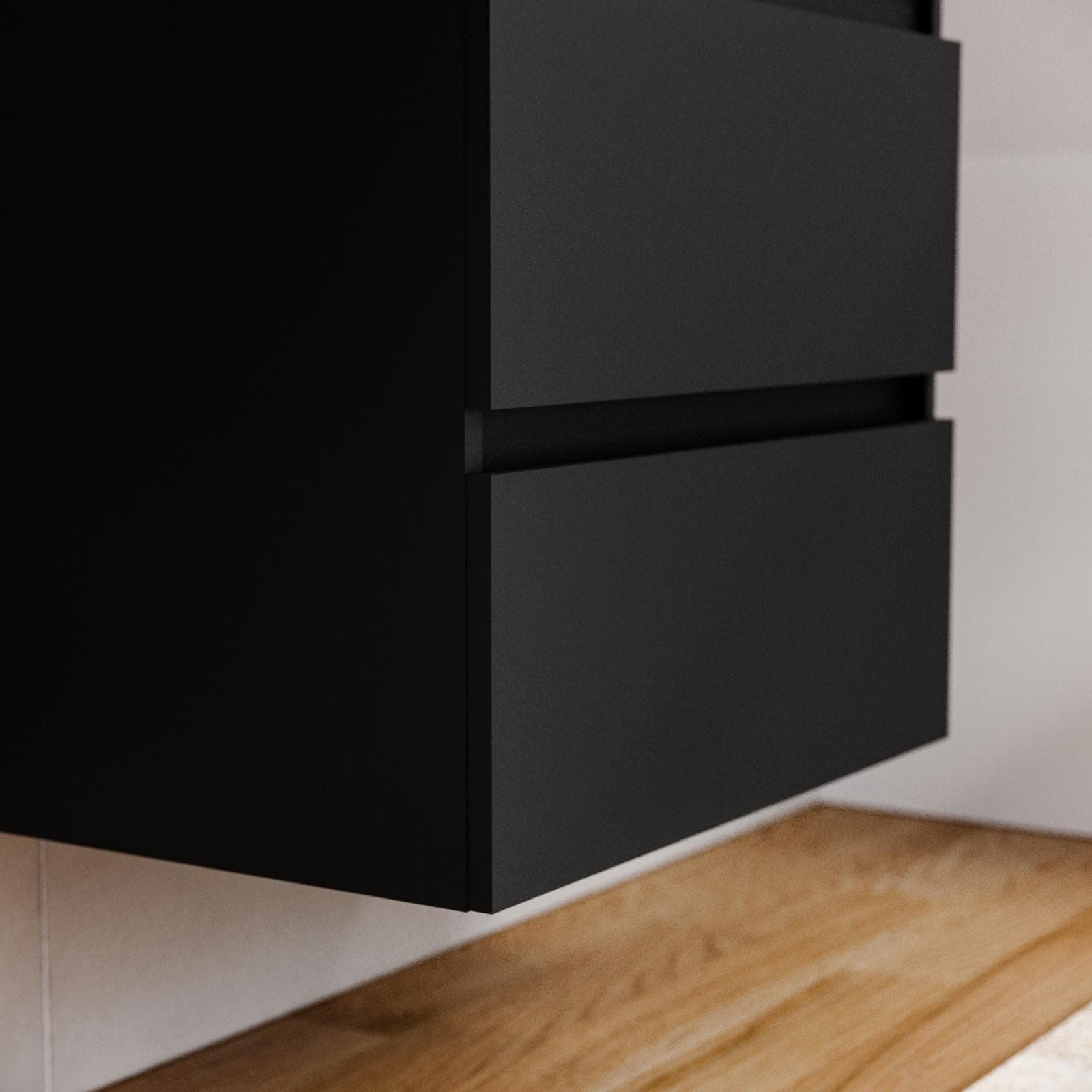 Mobile bagno portalavabo 60 cm nero opaco con cassetti e specchio - Anami