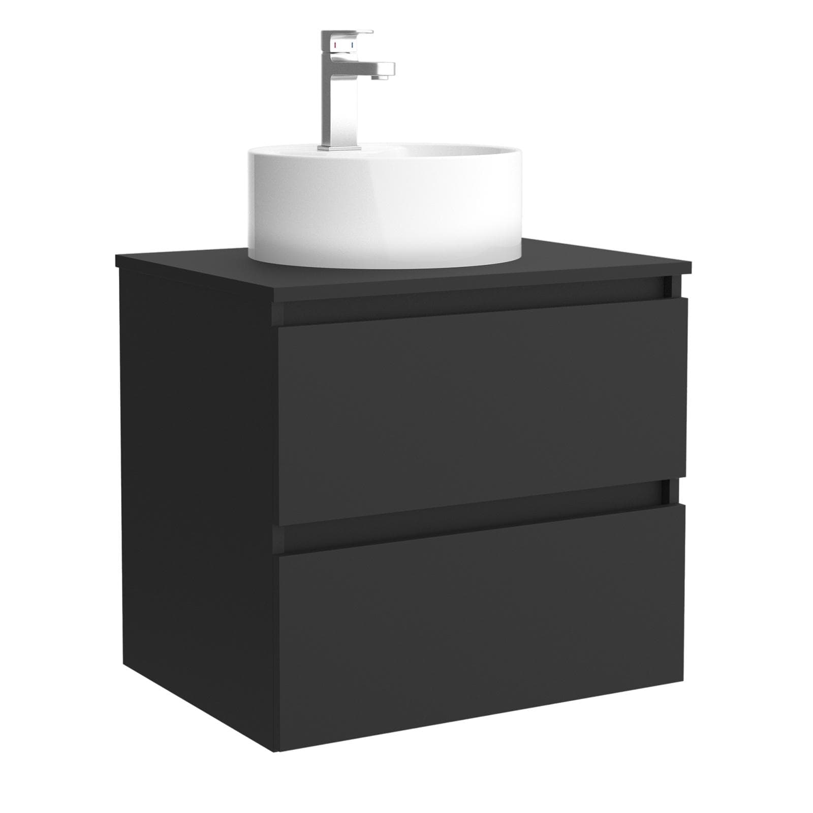 Mobile bagno portalavabo 60 cm nero opaco con cassetti e specchio - Anami