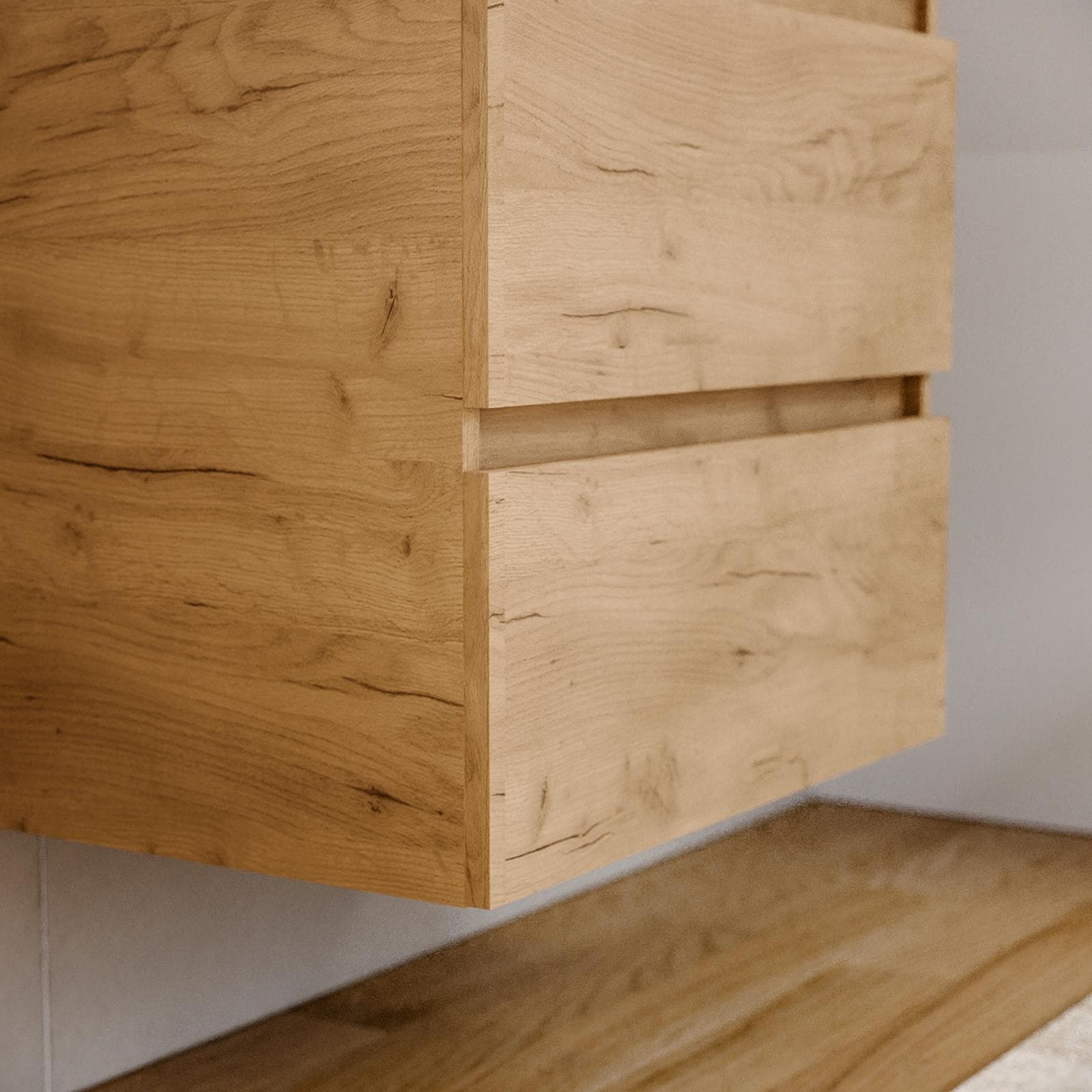 Mobile bagno portalavabo 60 cm rovere gold con cassetti e specchio - Anami