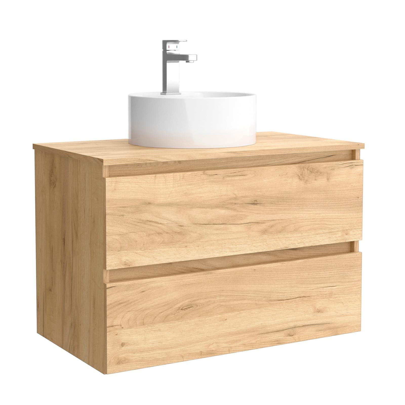 Mobile bagno portalavabo 80 cm rovere gold con cassetti e specchio - Anami