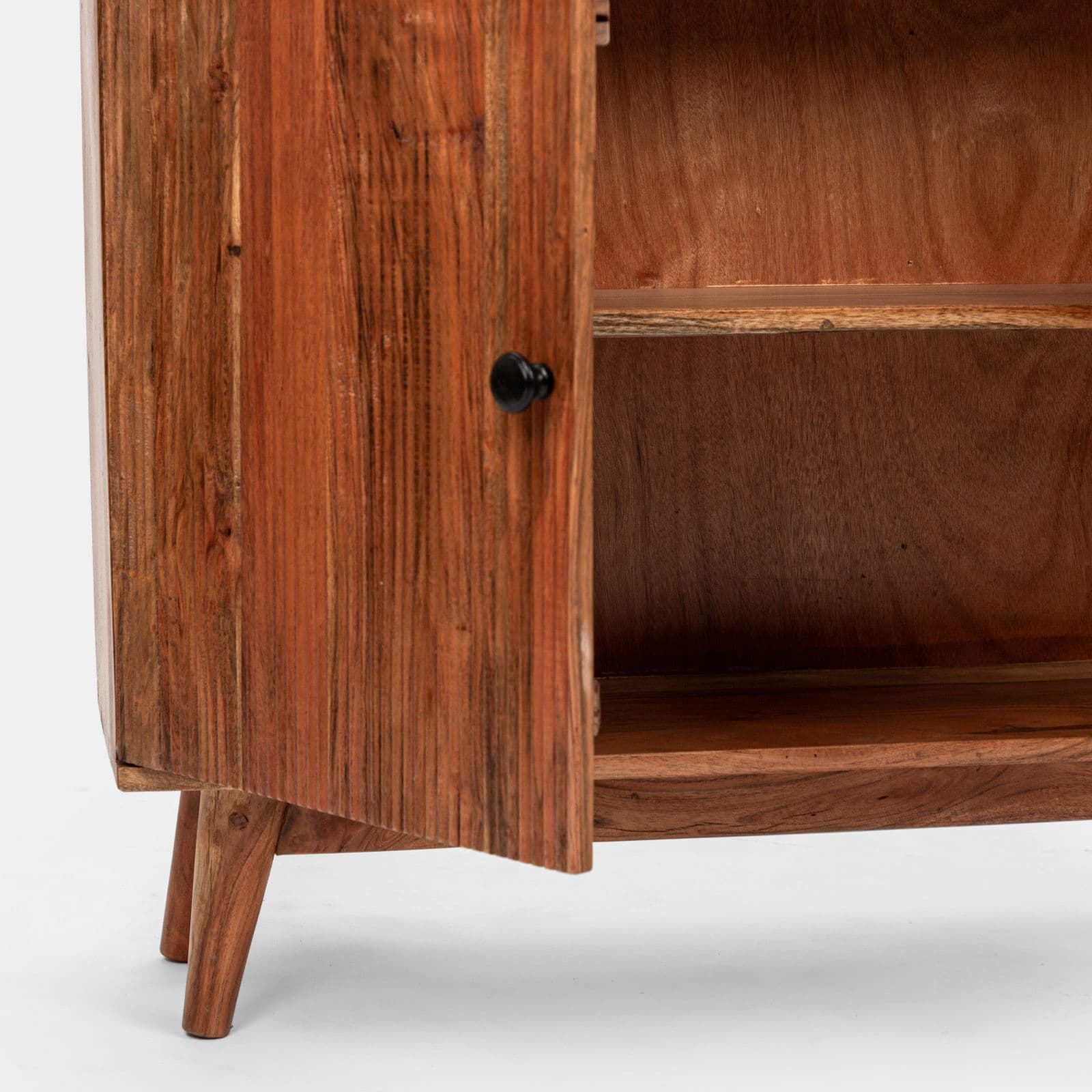 Mobile bagno portalavabo 88 cm con 2 ante in legno di acacia effetto cannettato - Freia