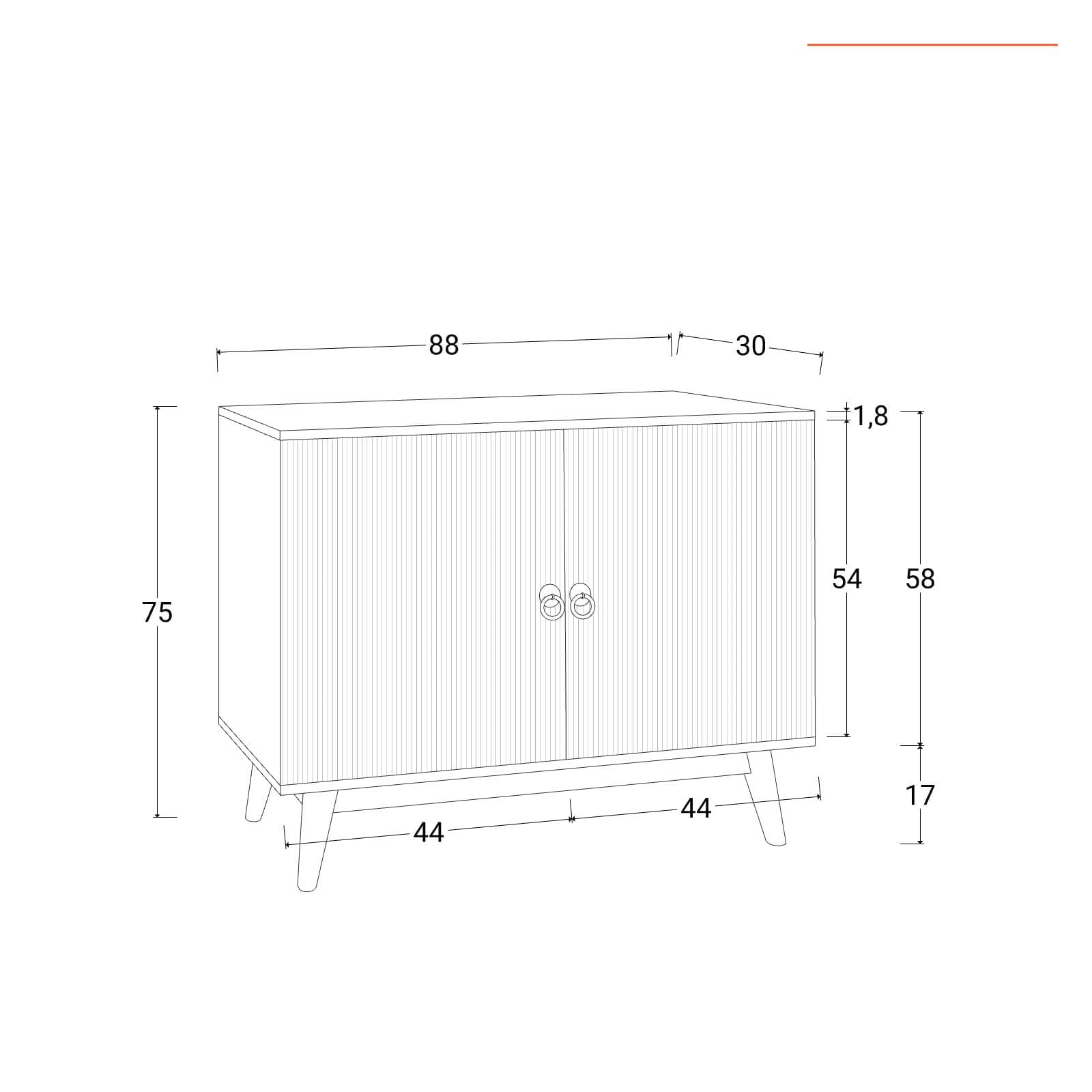 Mobile bagno portalavabo 88 cm con 2 ante in legno di acacia effetto cannettato - Freia