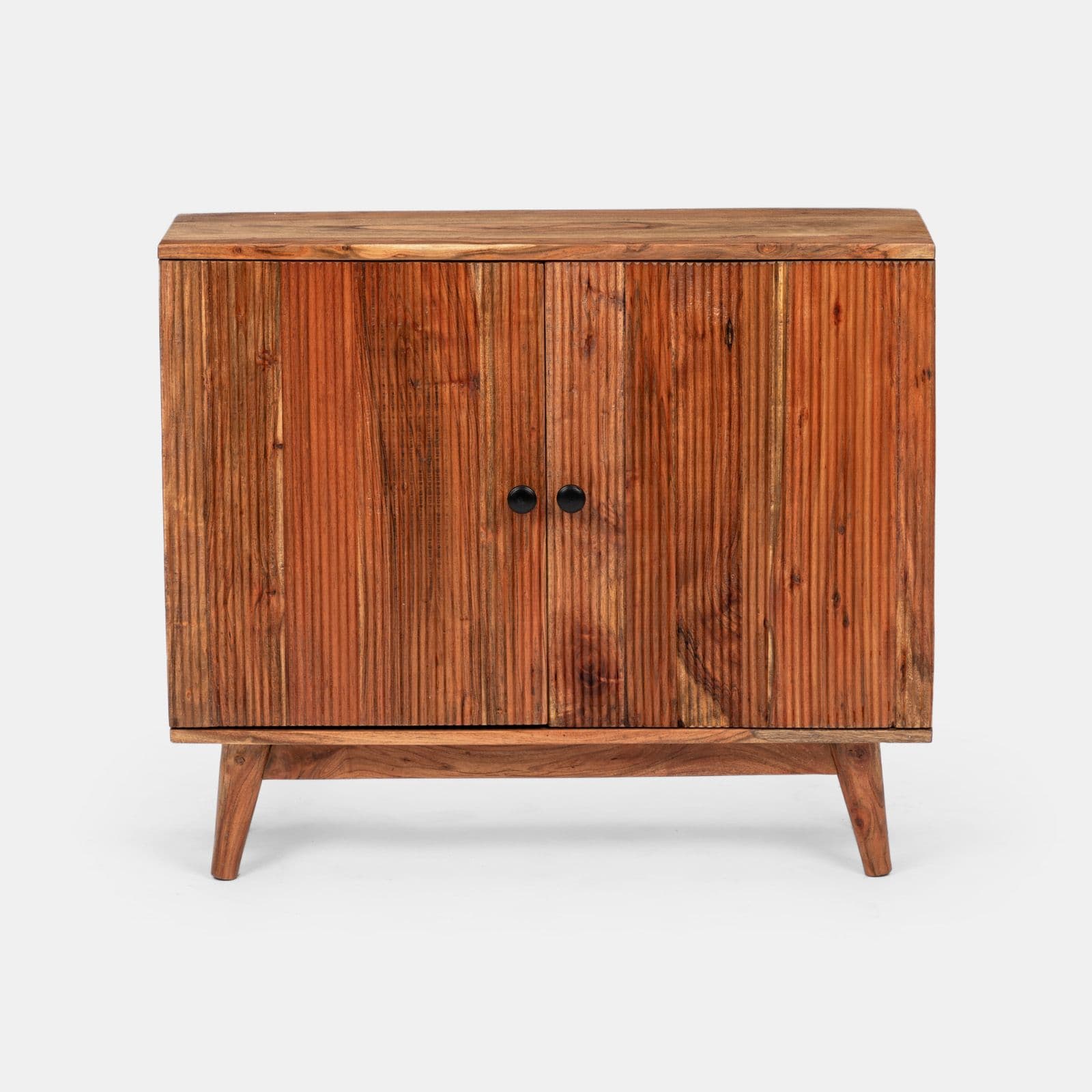 Mobile bagno portalavabo 88 cm con 2 ante in legno di acacia effetto cannettato - Freia