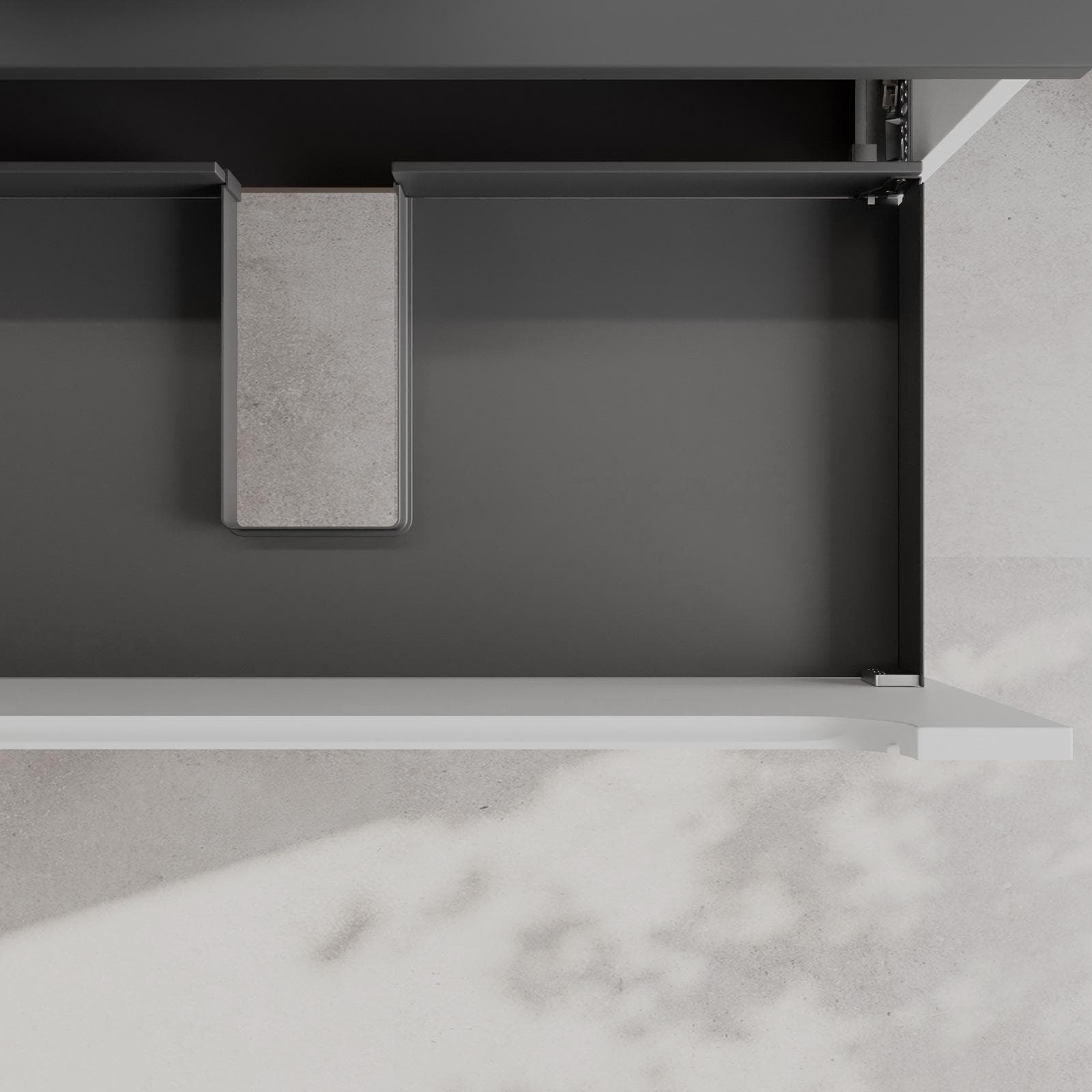 Mobile bagno sospeso 90 cm bianco opaco cannettato con top antracite e specchio - Deck