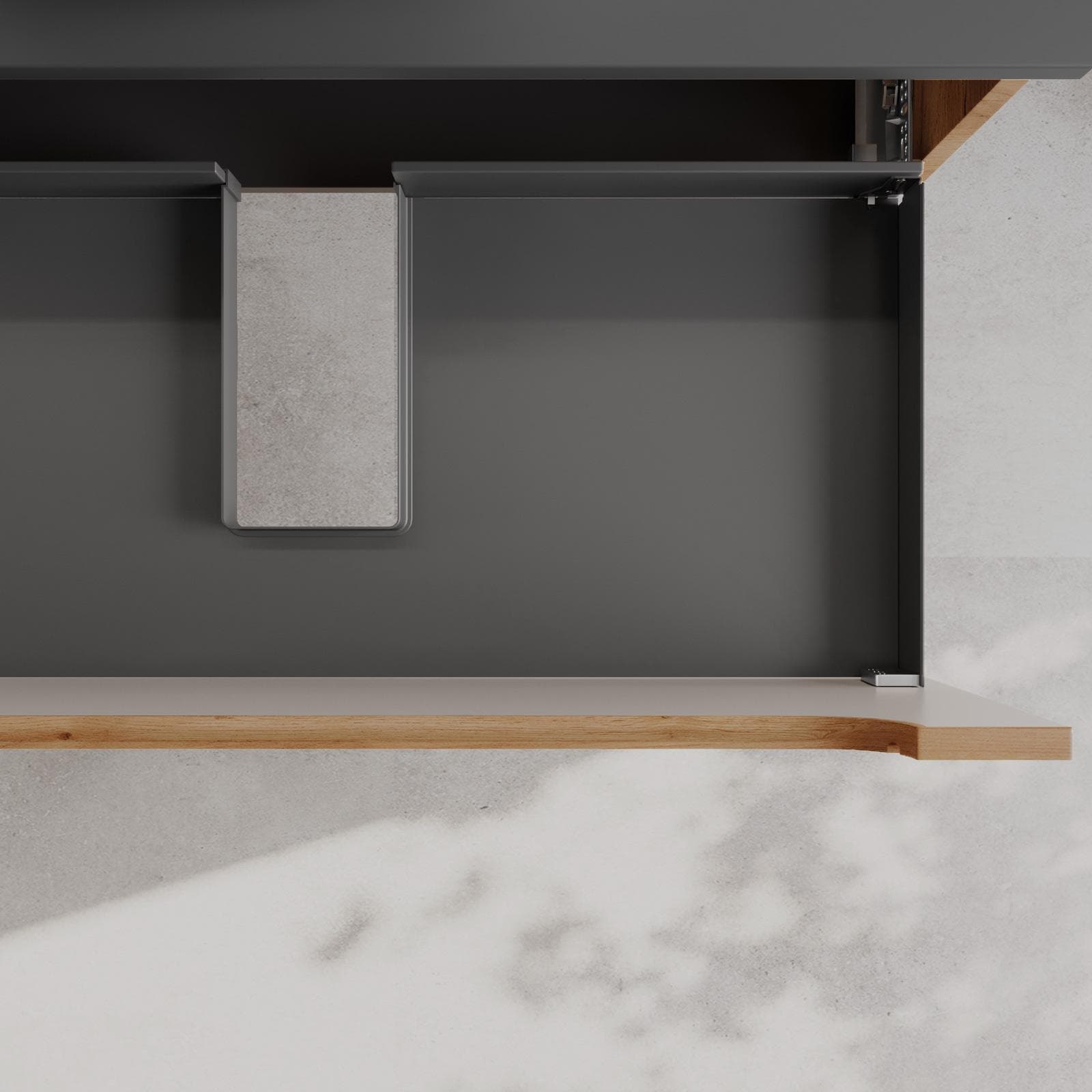Mobile bagno sospeso 90 cm rovere gold cannettato con top antracite e specchio - Deck